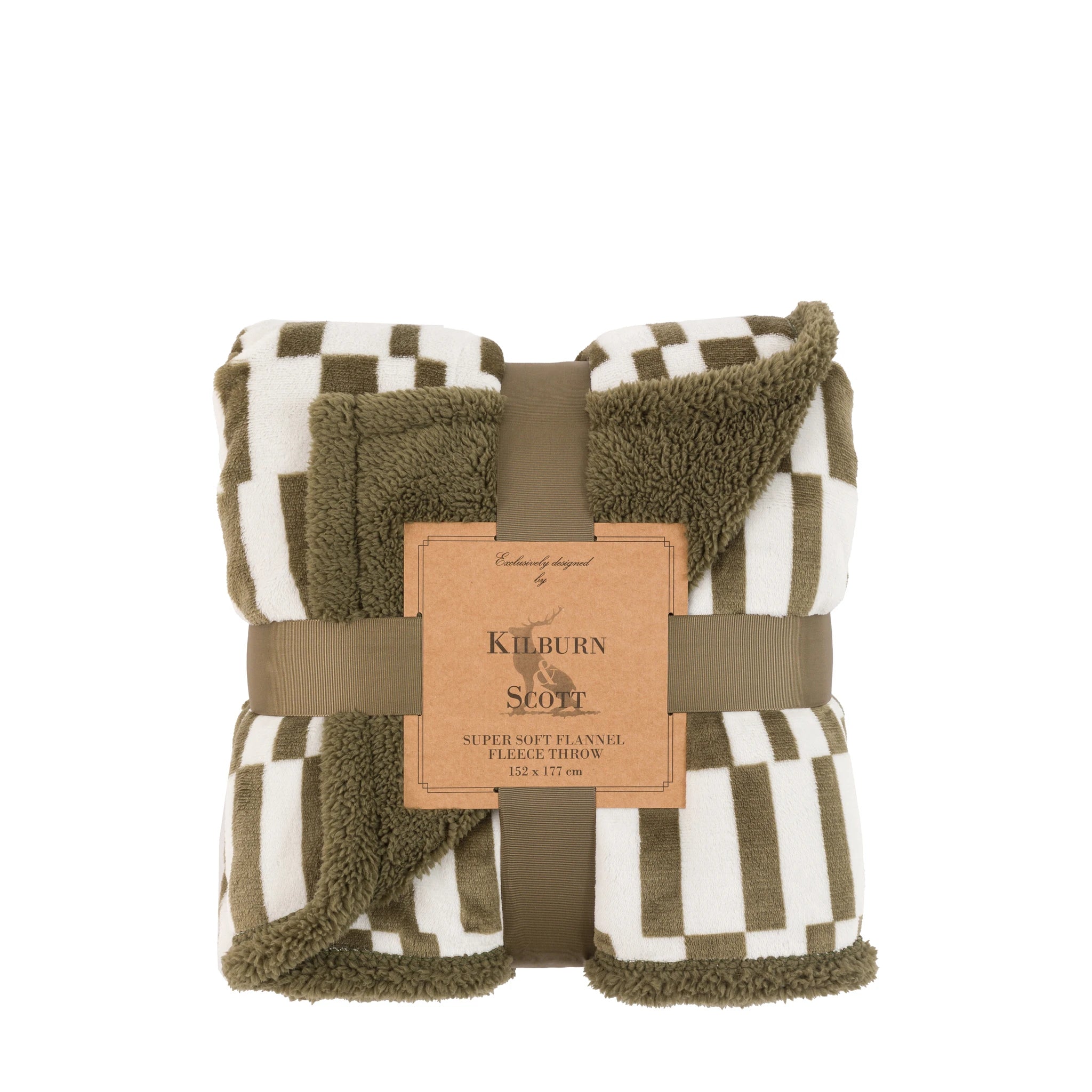 Norelle Sherpa Olive Green Throw