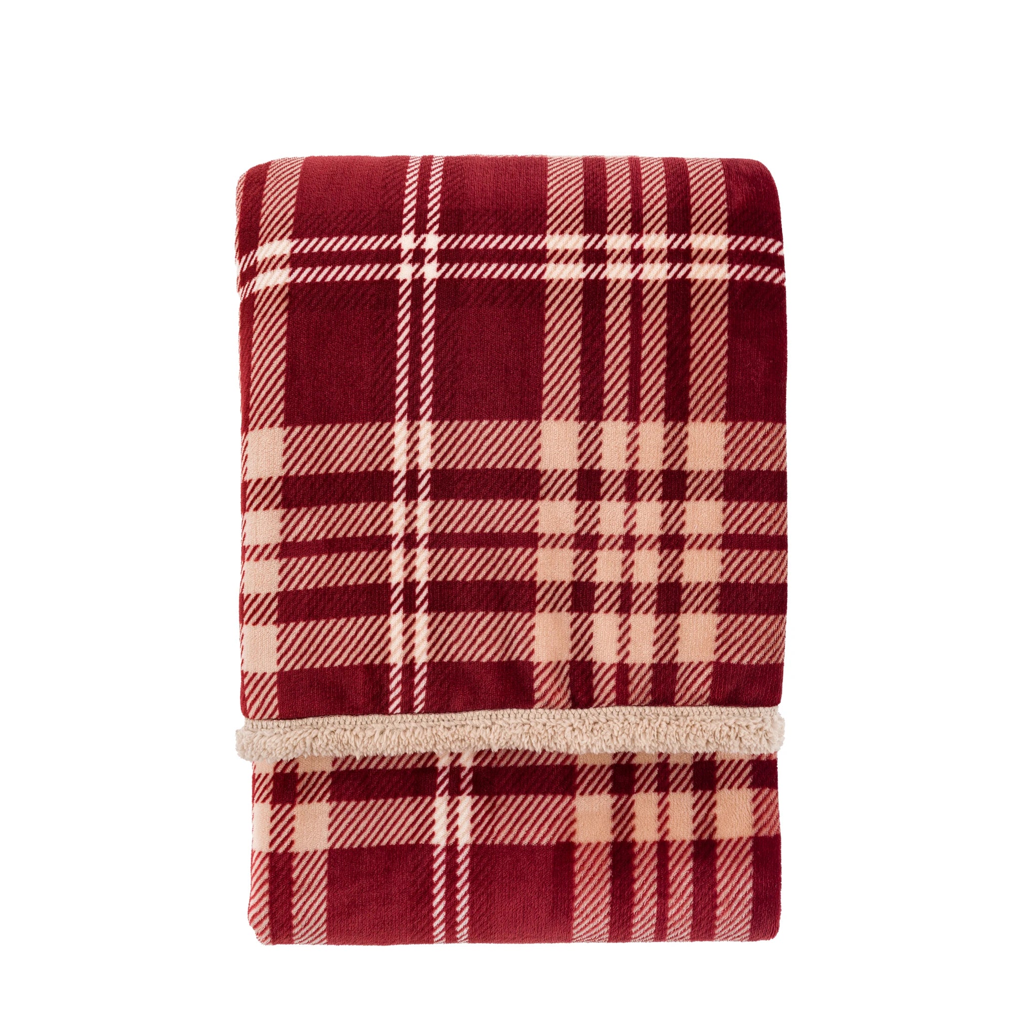 Braemere Tartan Sherpa Mulberry Throw