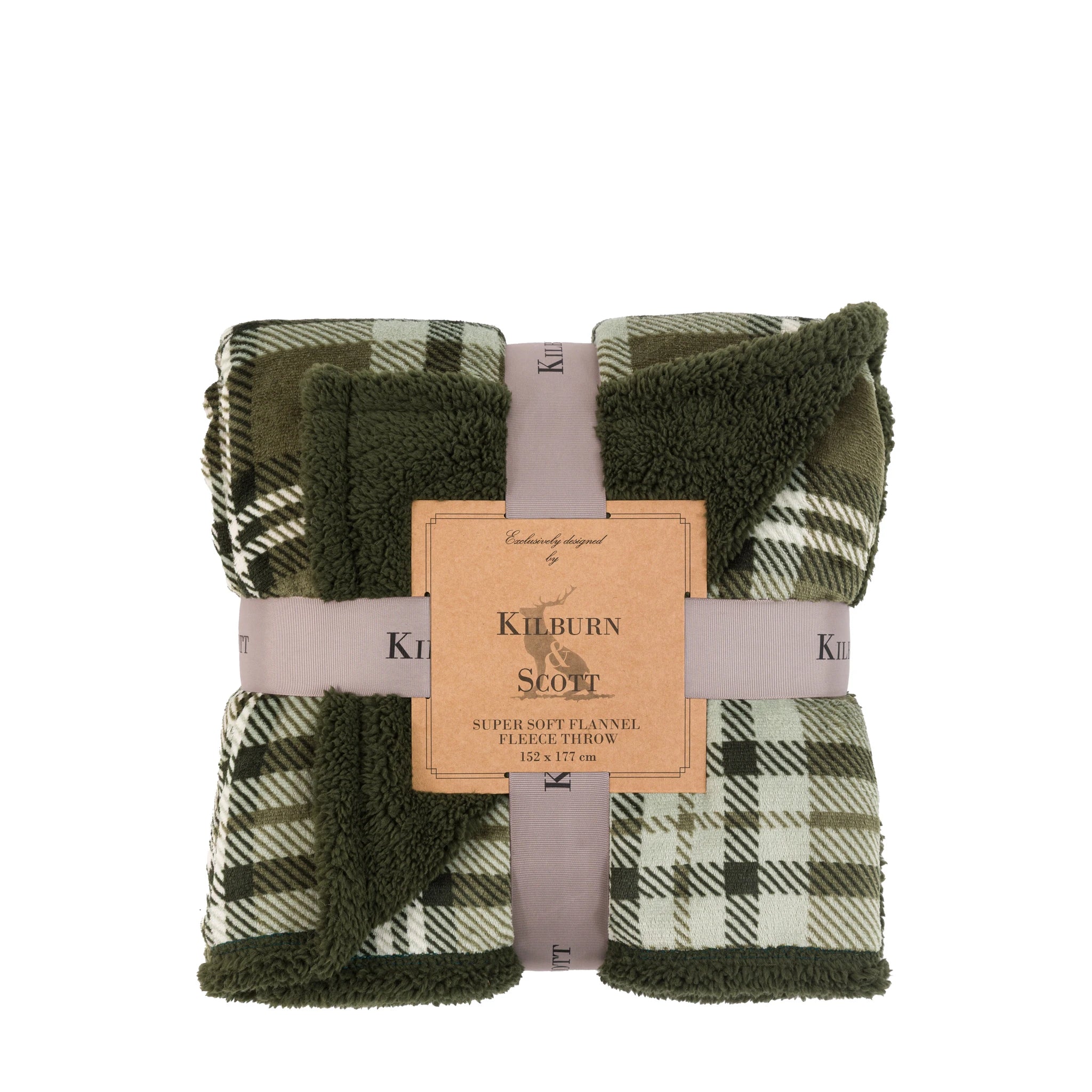 Braemere Tartan Sherpa Olive Green Throw