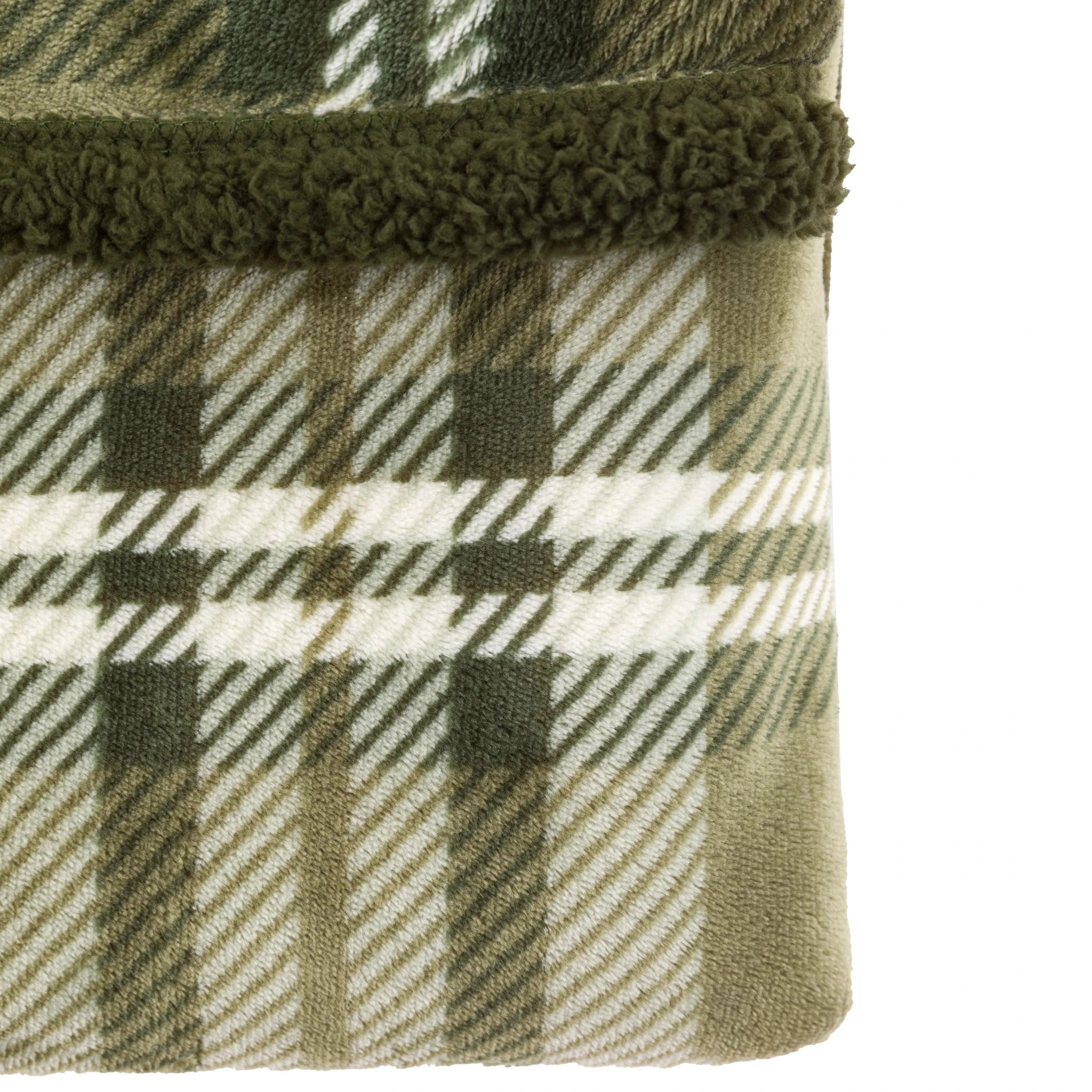 Braemere Tartan Sherpa Olive Green Throw