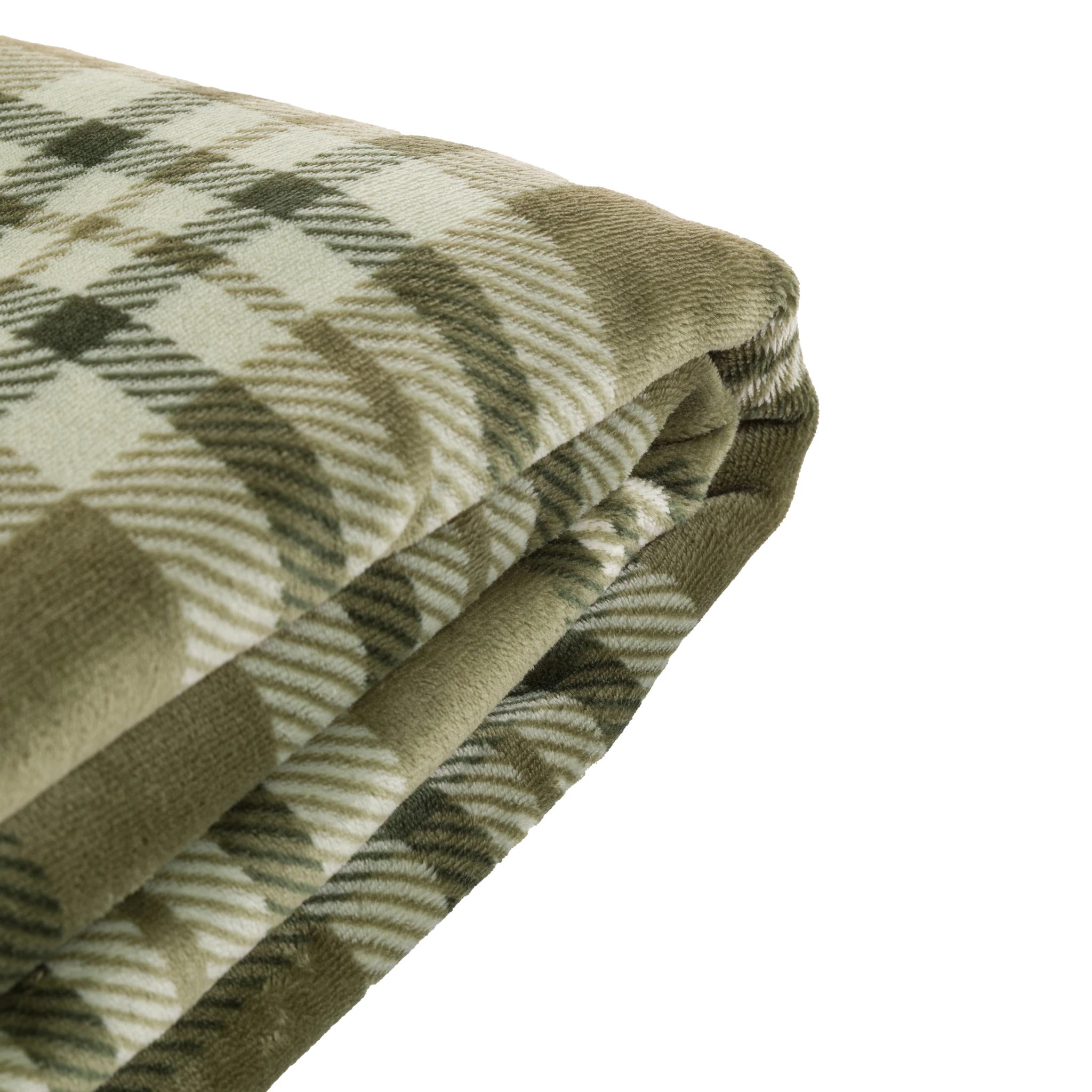 Braemere Tartan Sherpa Olive Green Throw