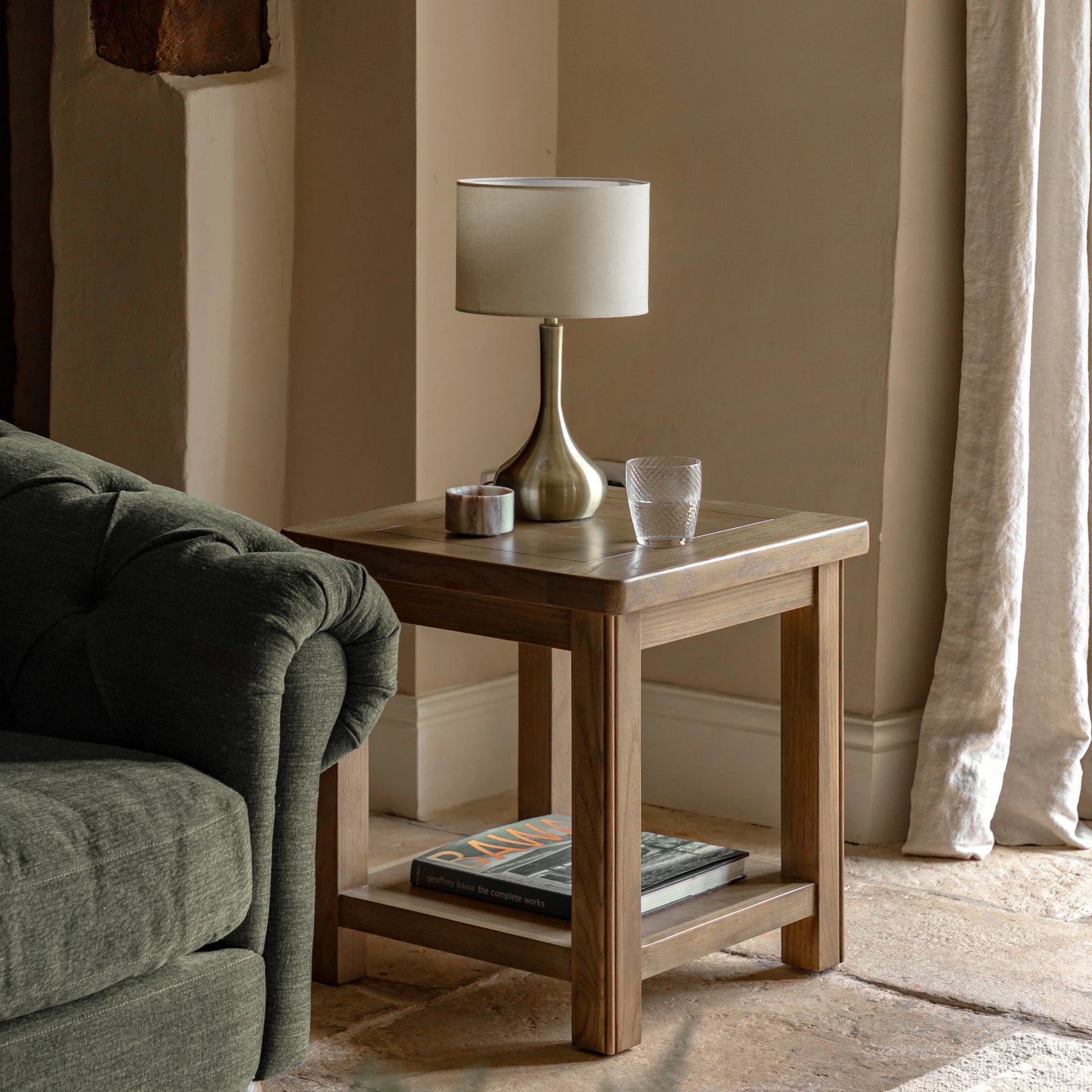 Hartbourne Natural Oak Wood Side Table