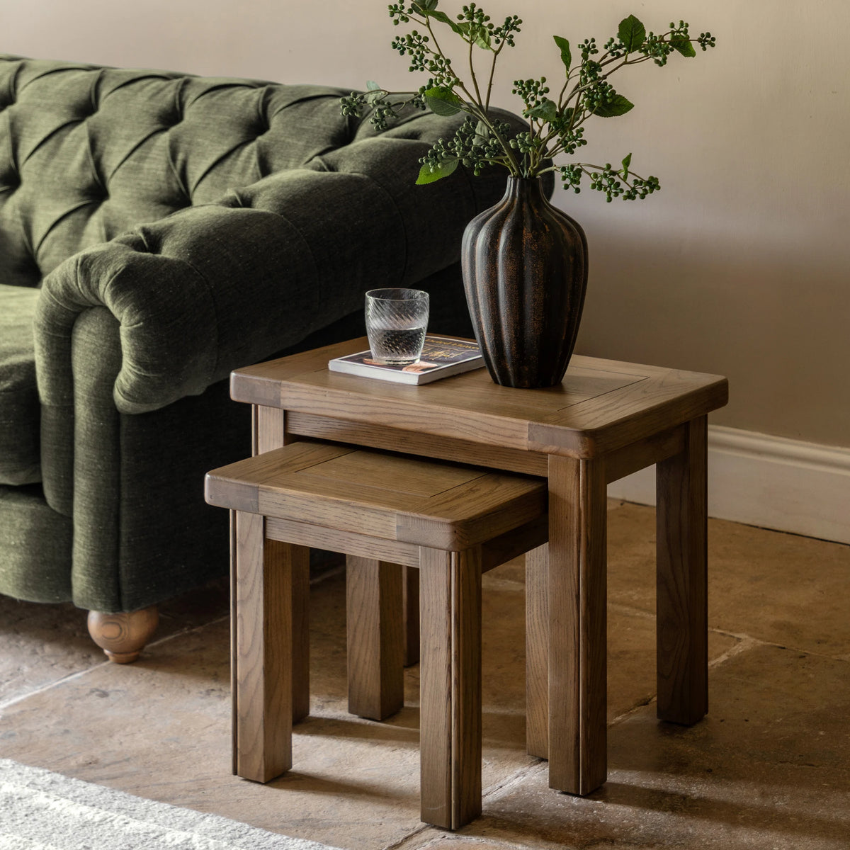 Set of 2 Hartbourne Natural Oak Wood Nested Coffee Tables