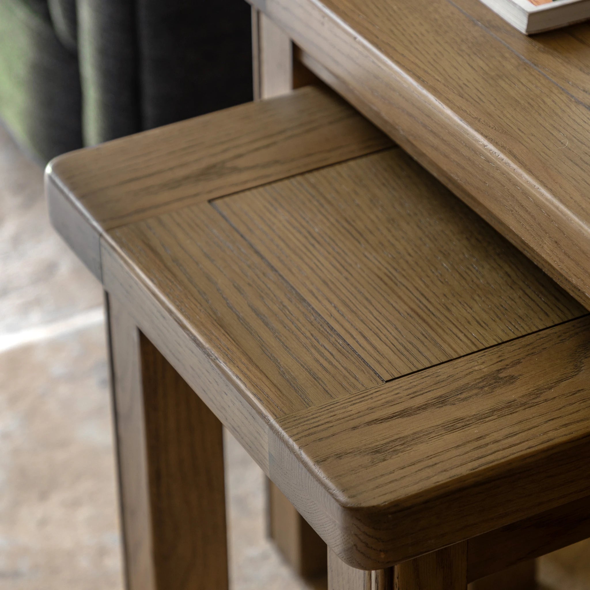 Set of 2 Hartbourne Natural Oak Wood Nested Coffee Tables