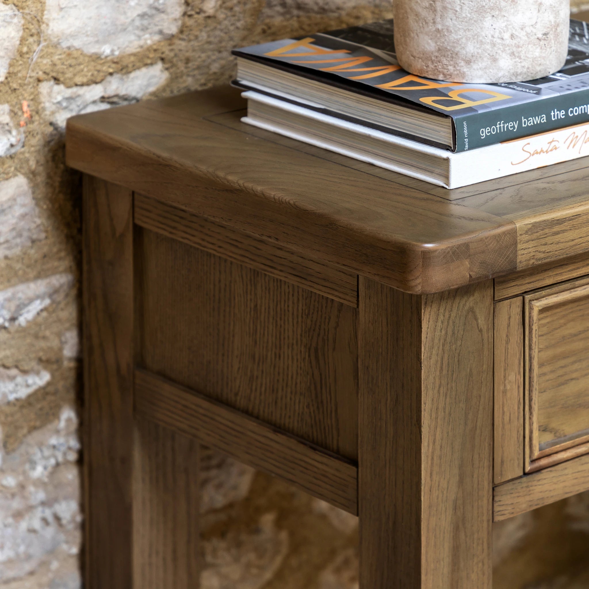 Hartbourne Natural Oak Wood Console Table Large