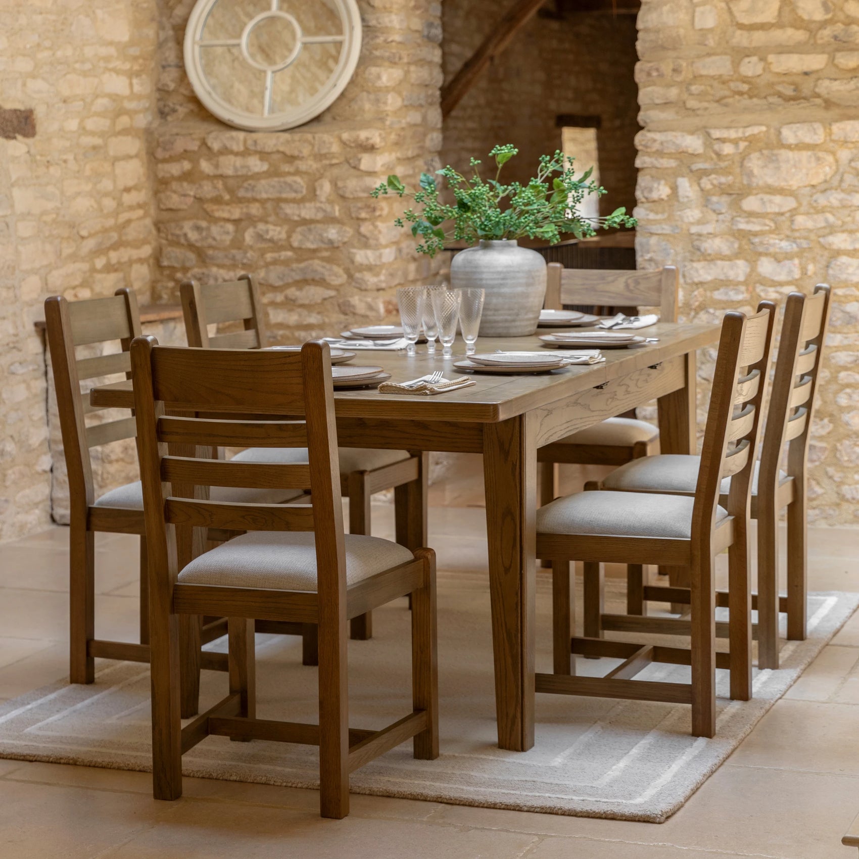 Hartbourne Natural Oak Wood Extending Dining Table 160-210cm