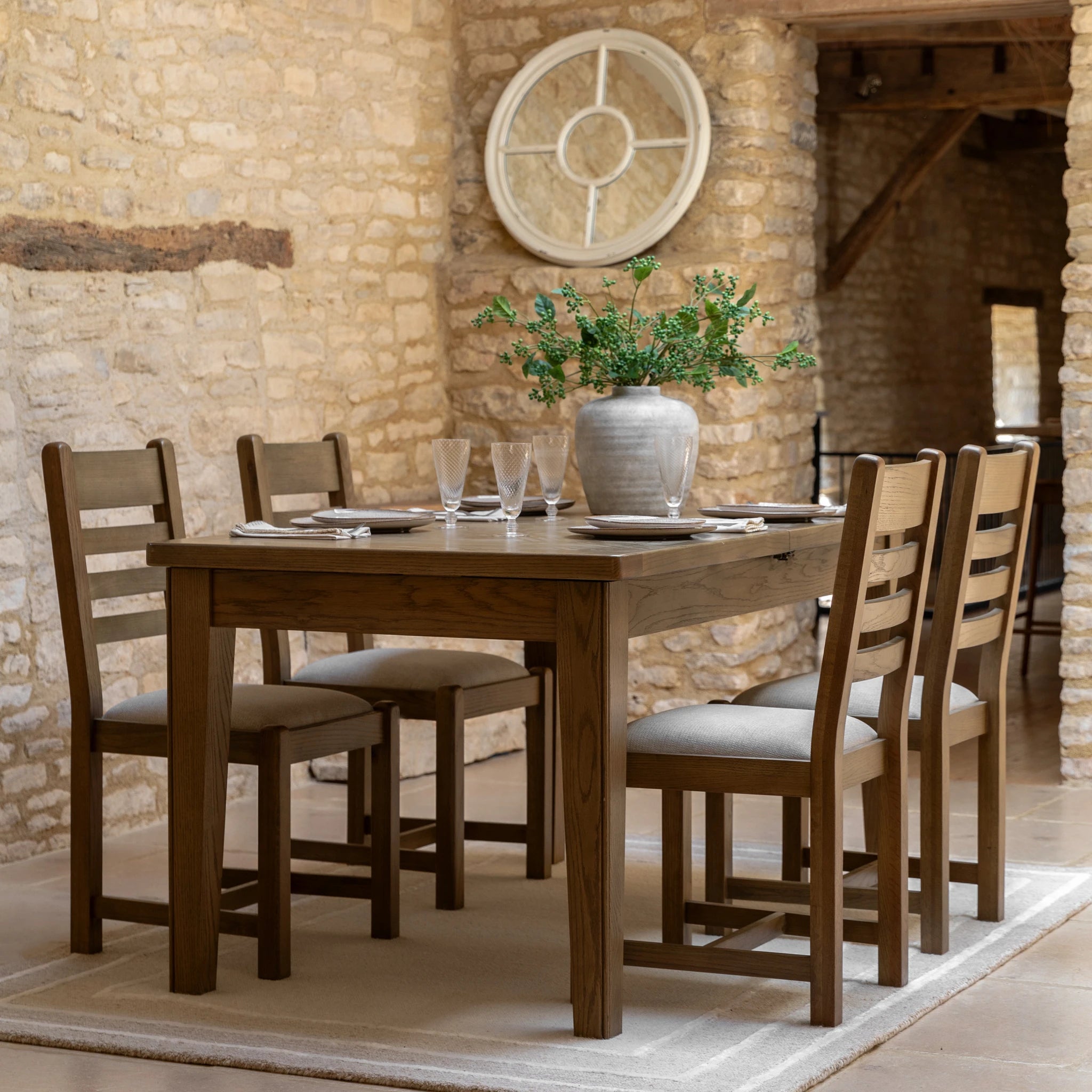 Hartbourne Natural Oak Wood Extending Dining Table 160-210cm