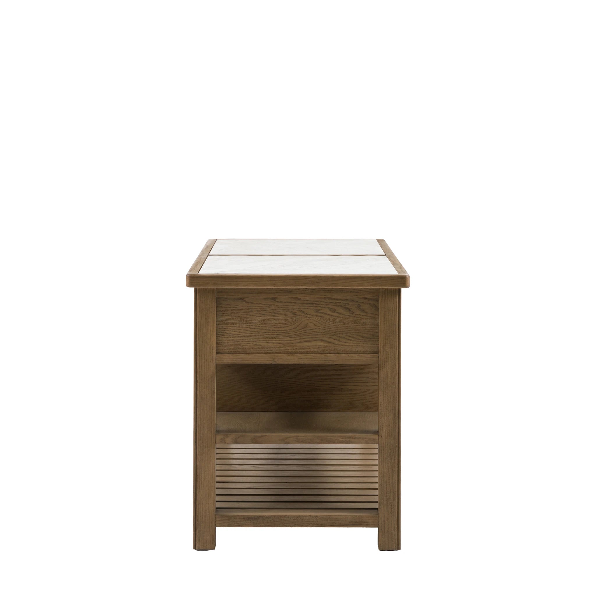 Hartbourne Natural Oak Wood & Marble Kitchen Island