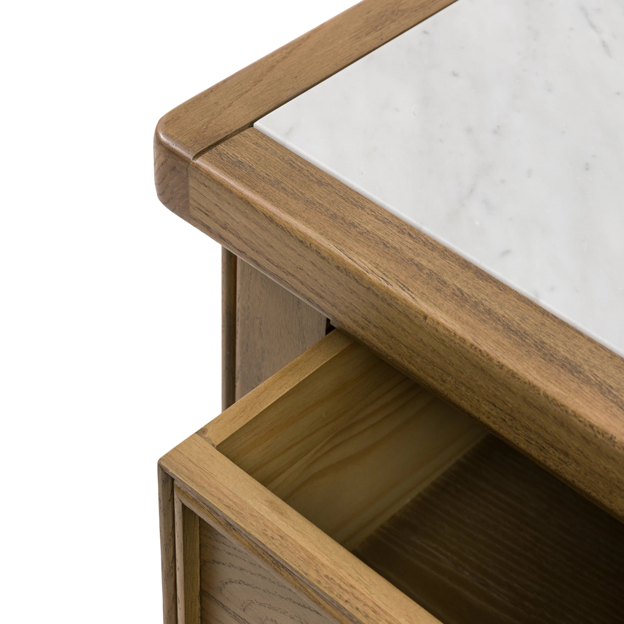 Hartbourne Natural Oak Wood & Marble Kitchen Island