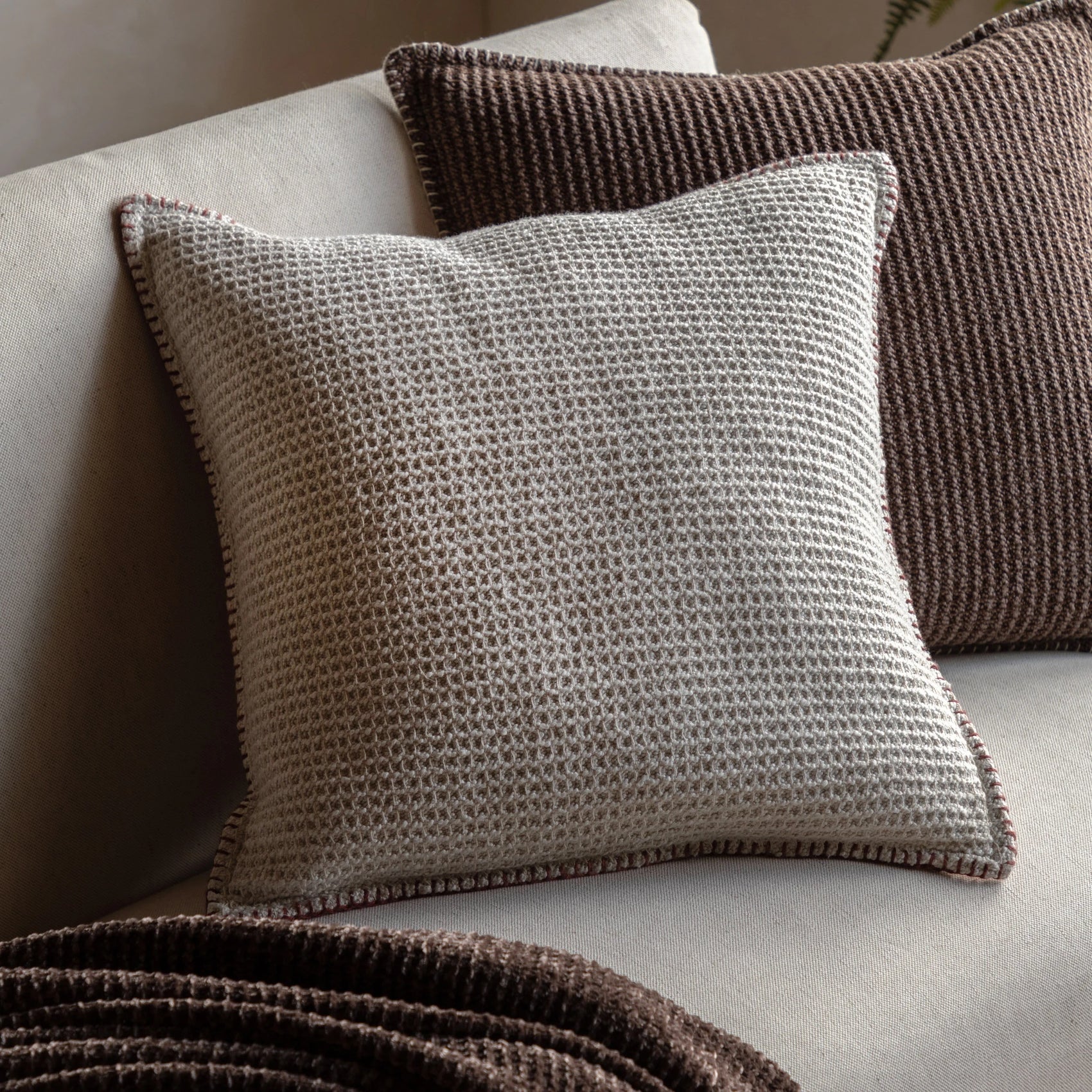 Loxley Textured Cream Cotton Cushion 45x45cm