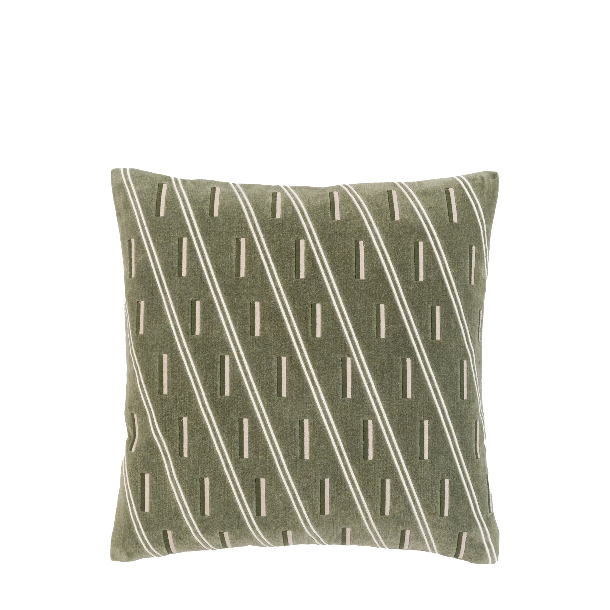 Ambermeadow Velvet Olive Green Cushion 45x45cm