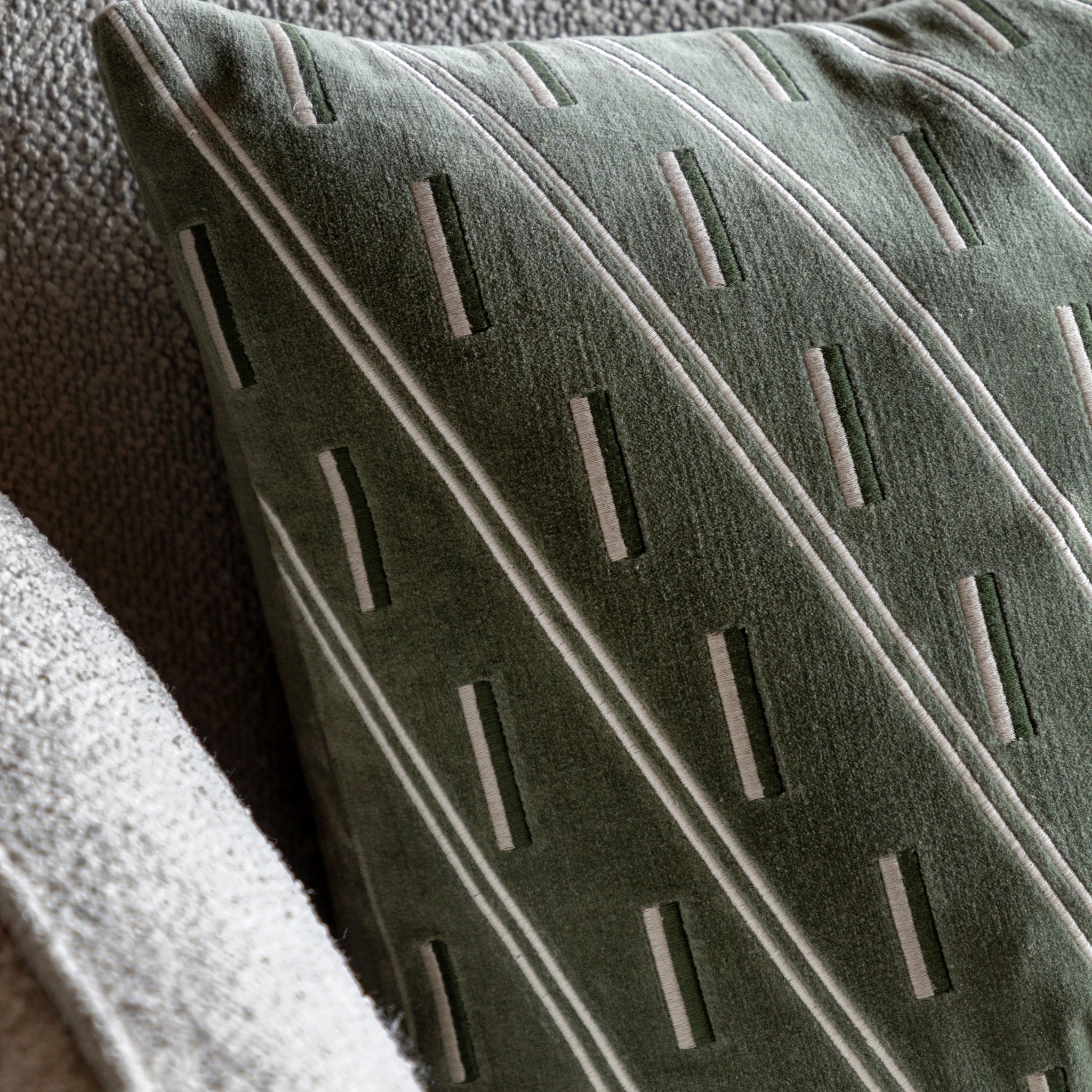 Ambermeadow Velvet Olive Green Cushion 45x45cm