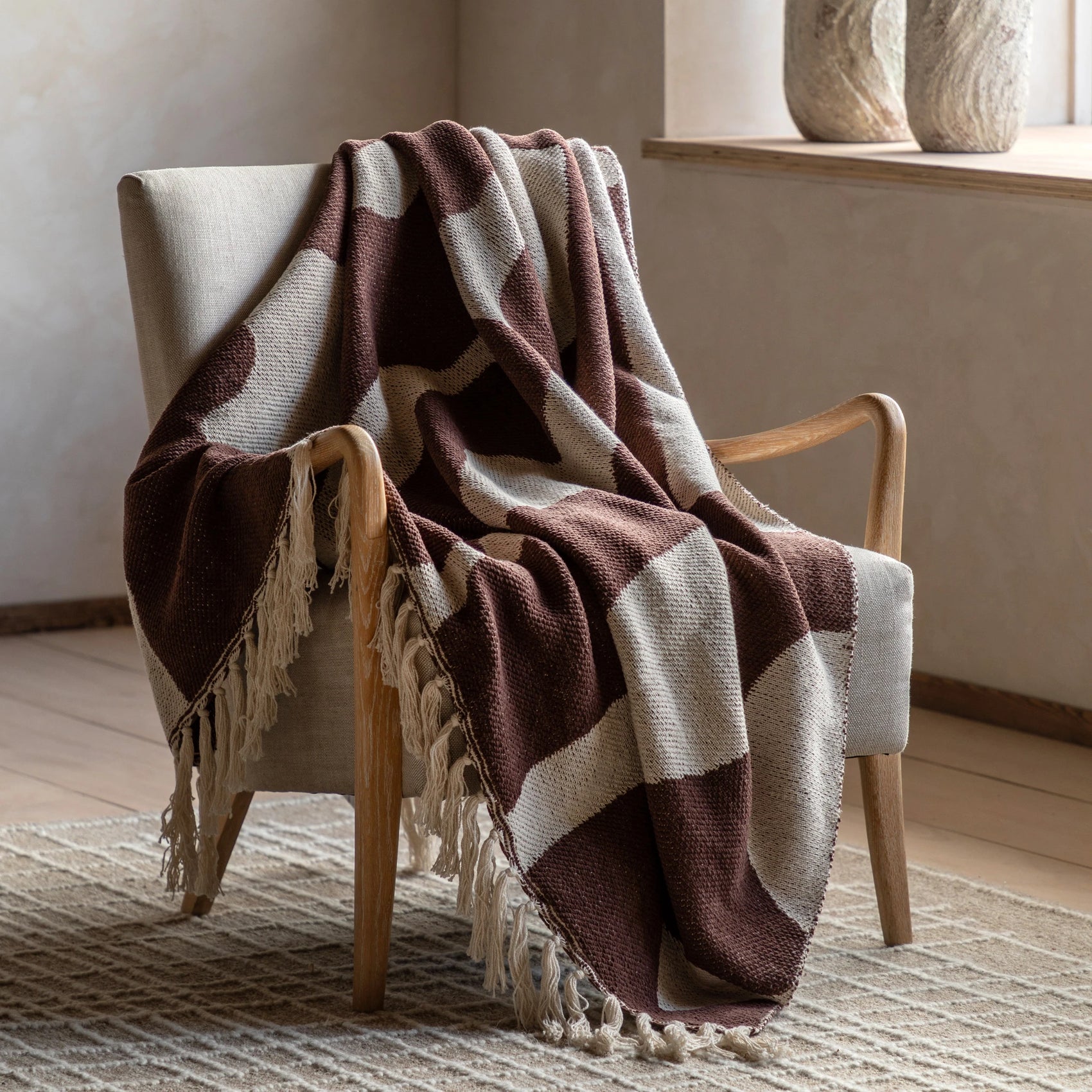 Marella Abstract Chocolate Brown Cotton Throw