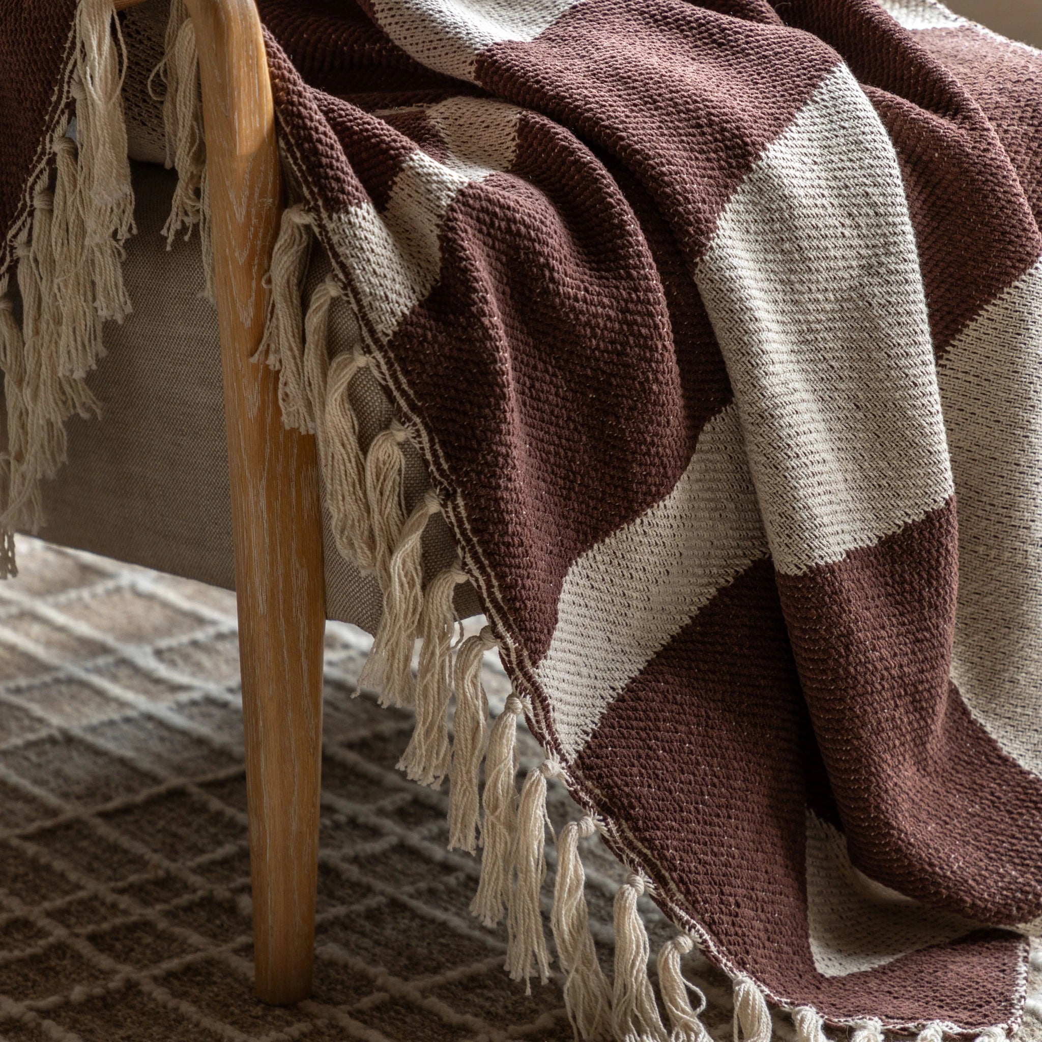 Marella Abstract Chocolate Brown Cotton Throw