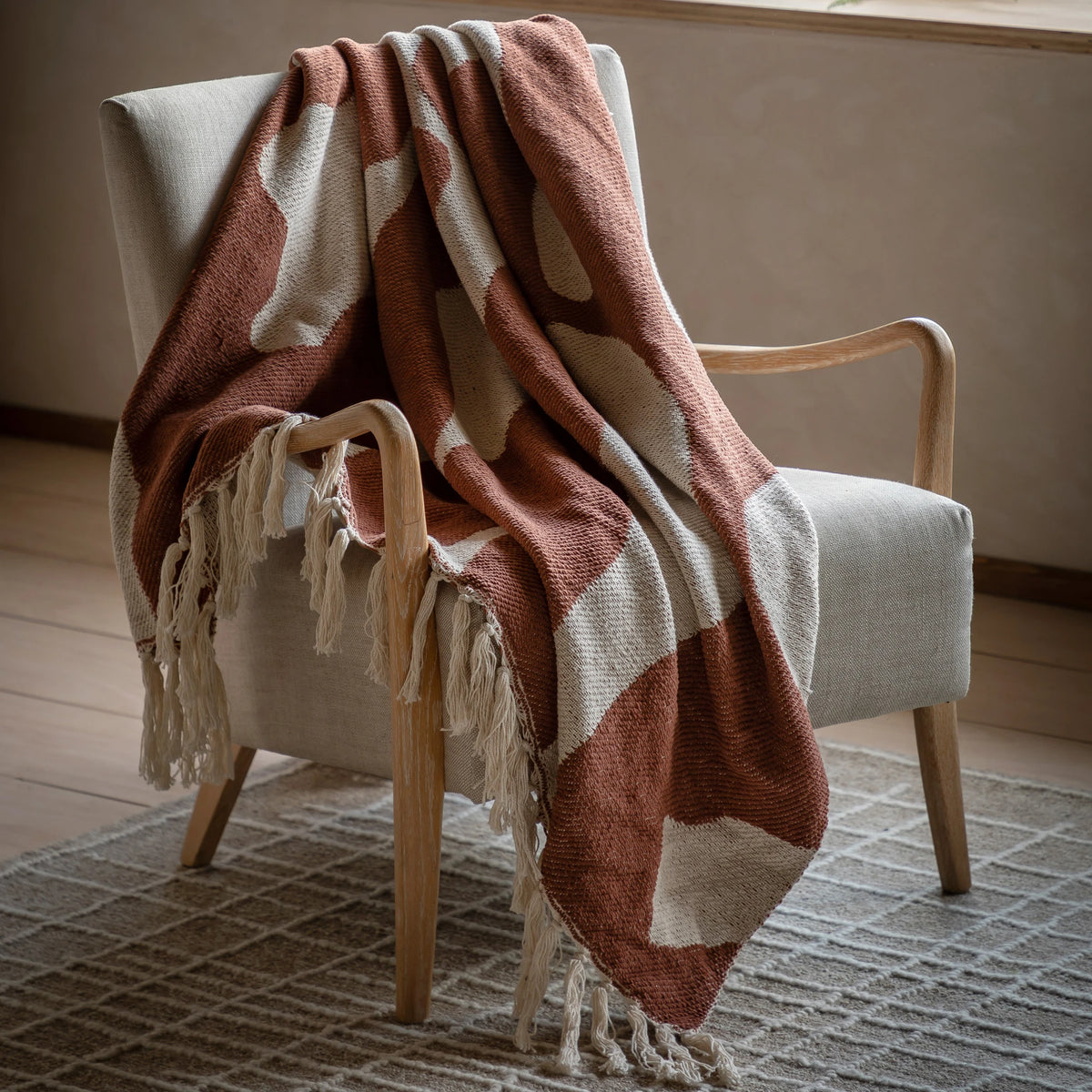 Marella Abstract Nutmeg Brown Cotton Throw
