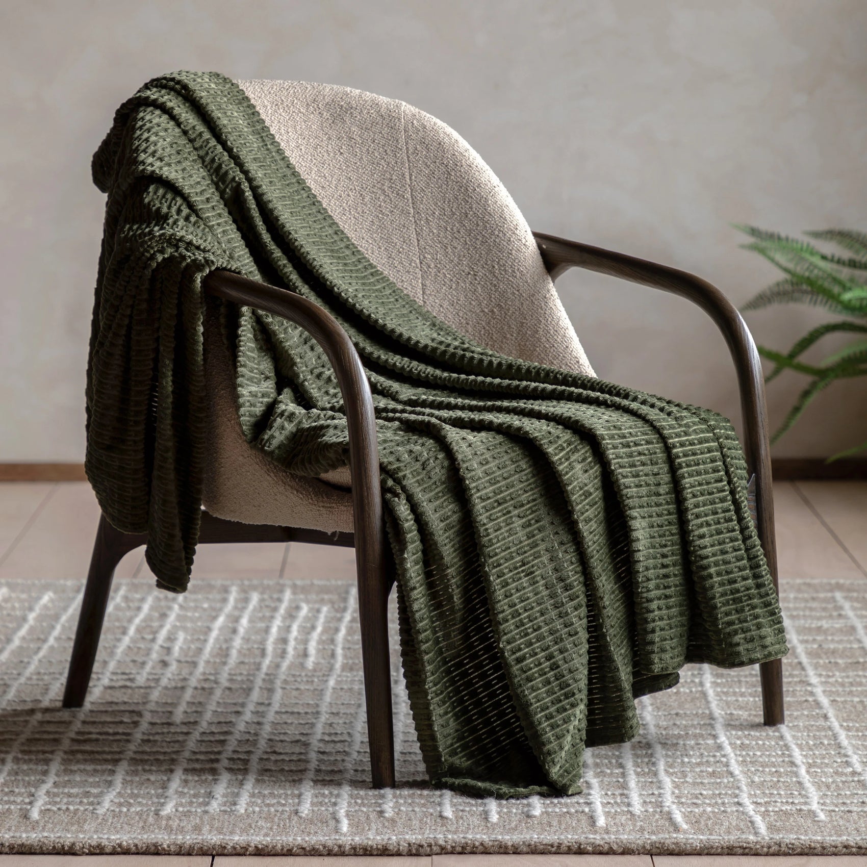Velluna Flannel Olive Green Throw