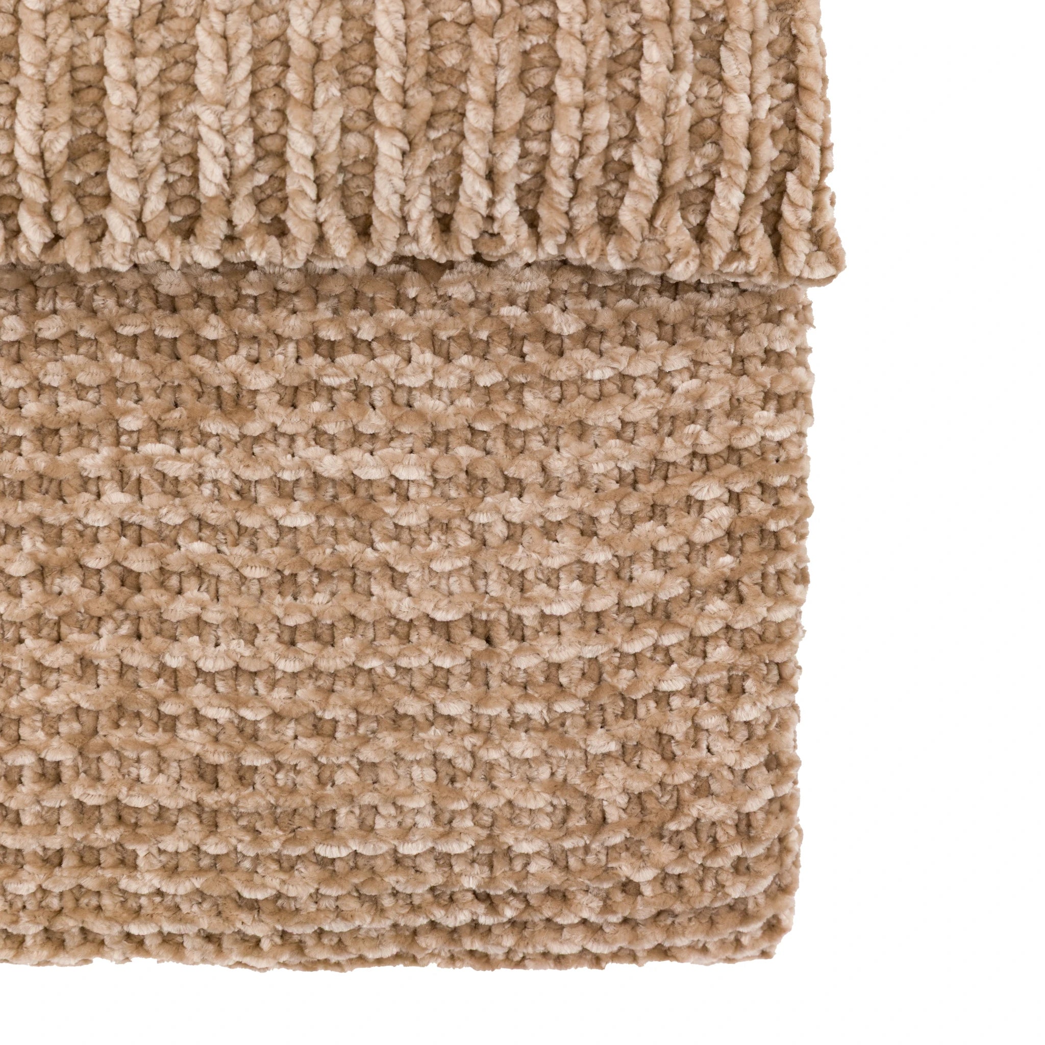 Velvette Deco Luxe Chunky Chenille Taupe Throw
