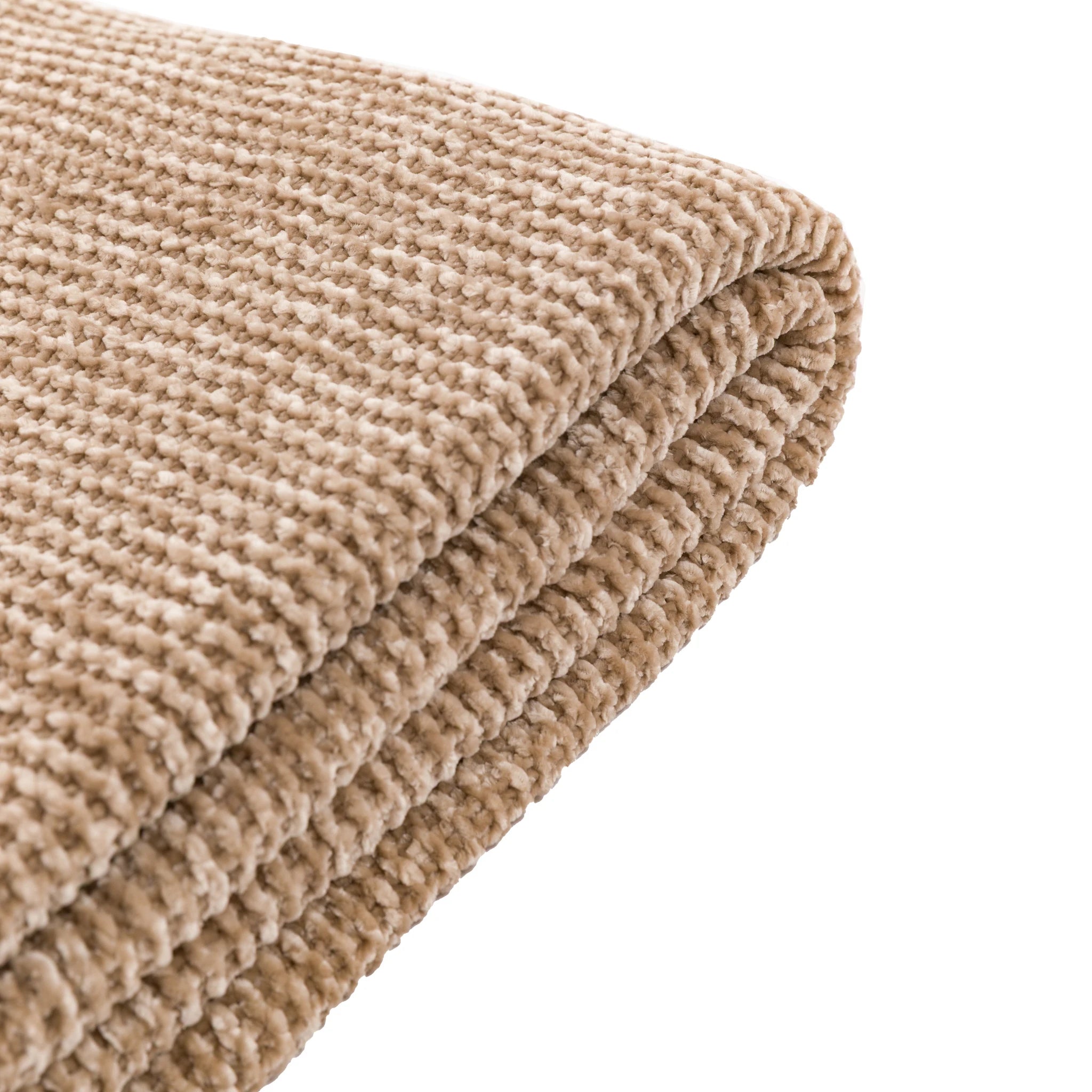 Velvette Deco Luxe Chunky Chenille Taupe Throw