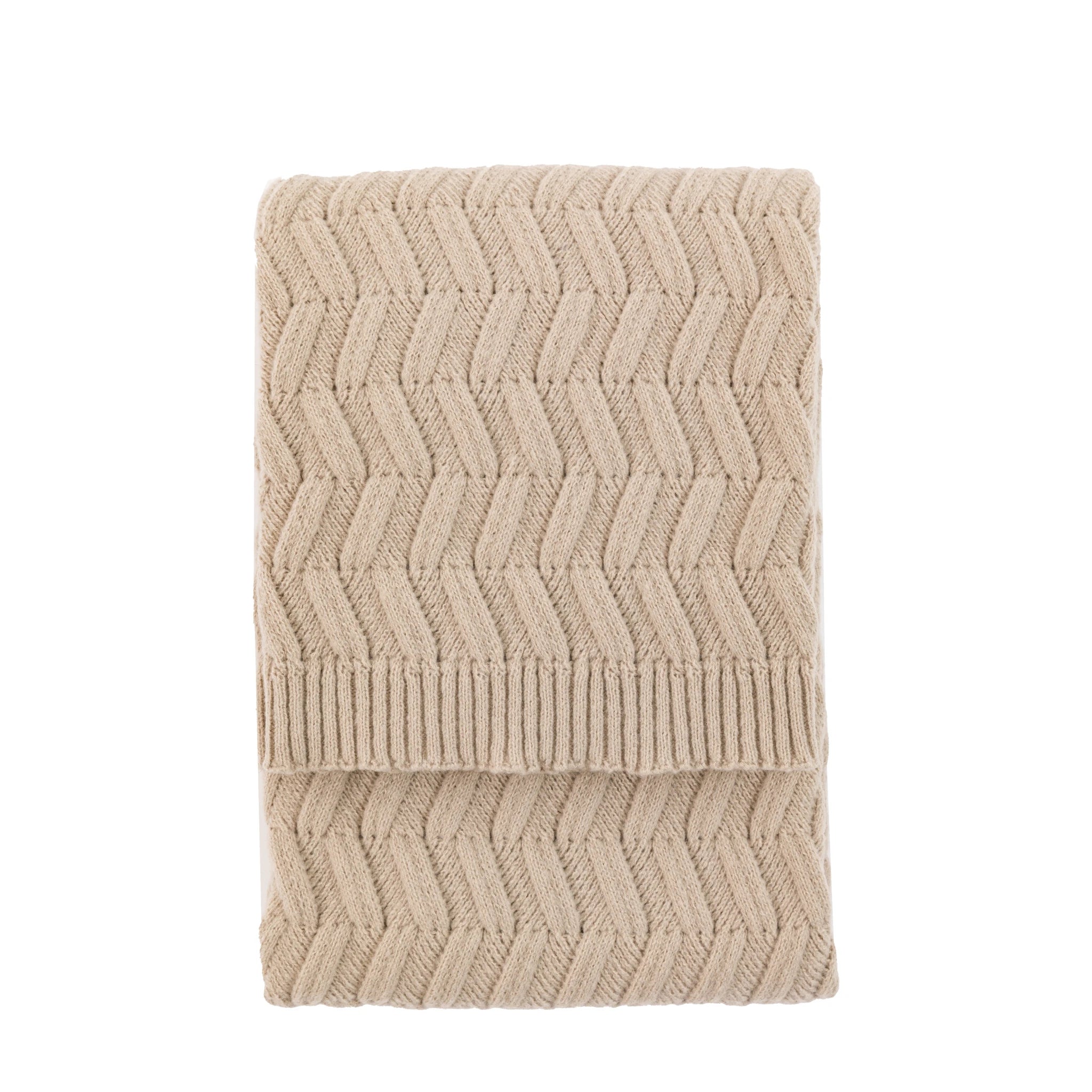 Alderview Herringbone Woven Knit Natural Throw