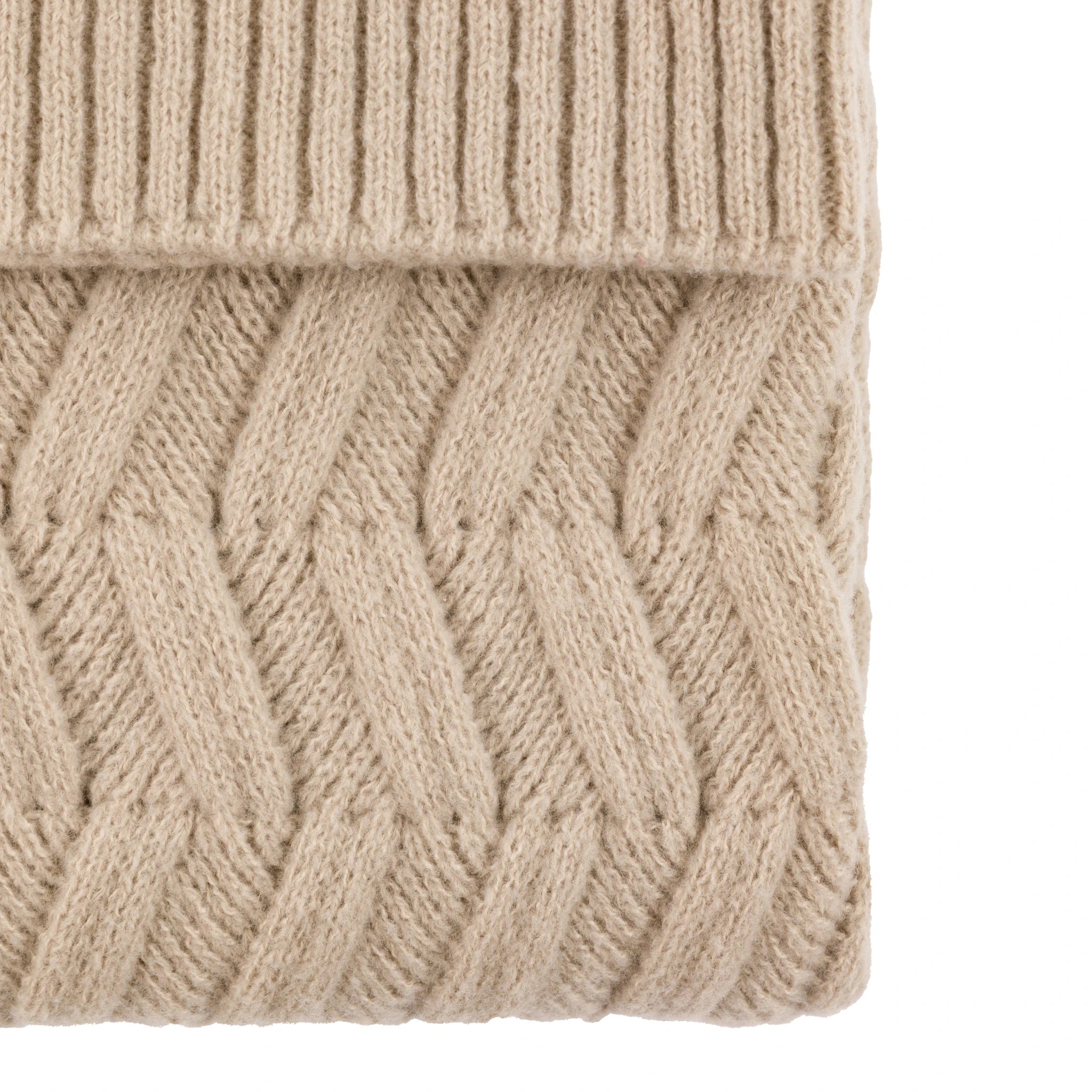 Alderview Herringbone Woven Knit Natural Throw