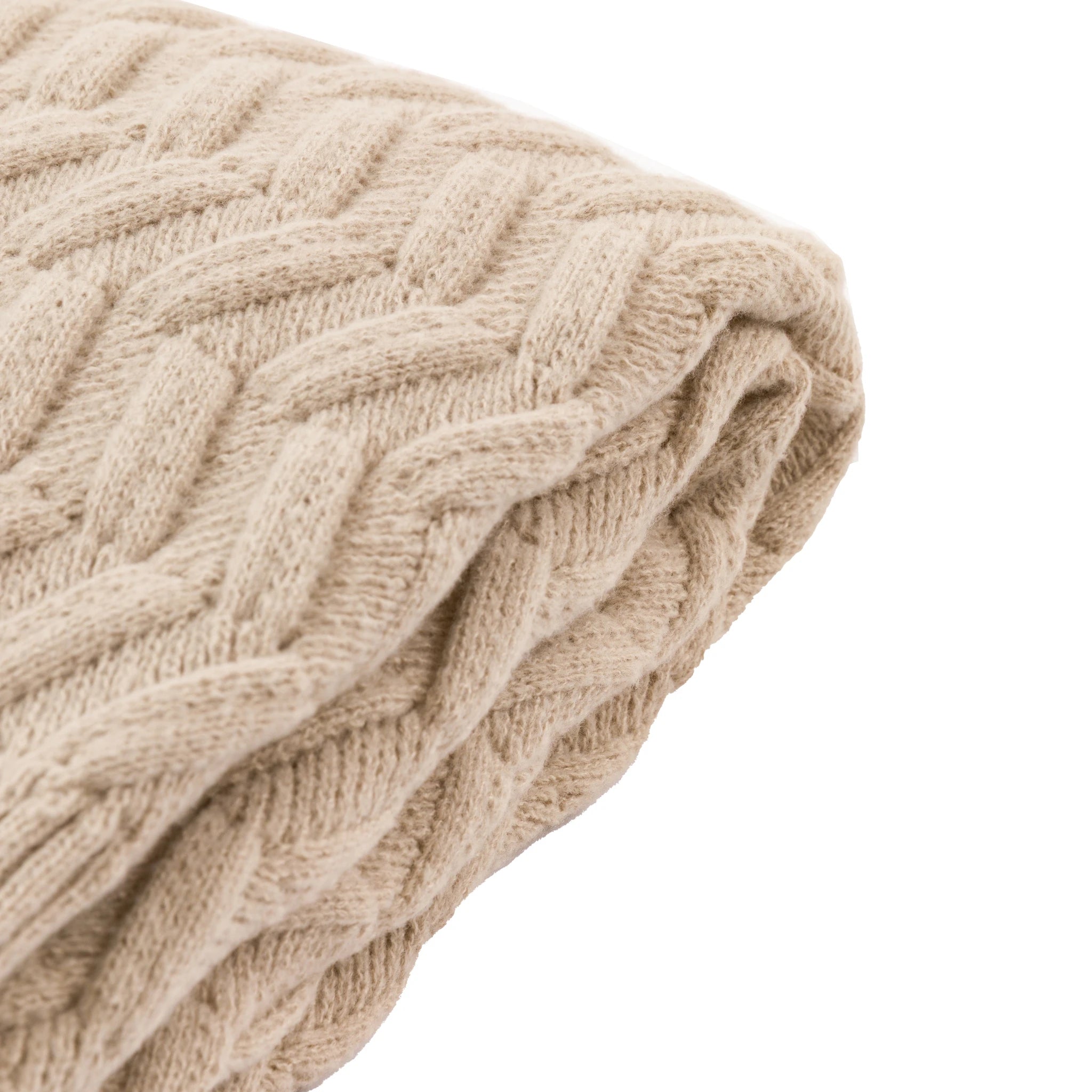 Alderview Herringbone Woven Knit Natural Throw