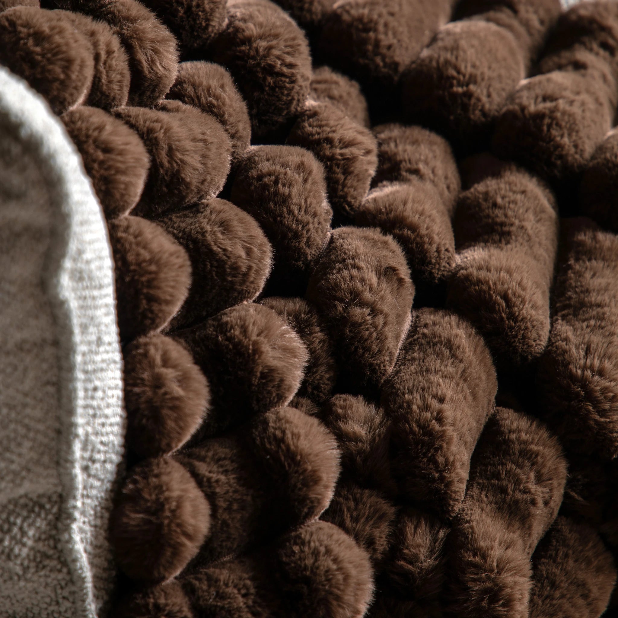 Rivelle Ribbed Faux Fur Chocolate Brown Throw