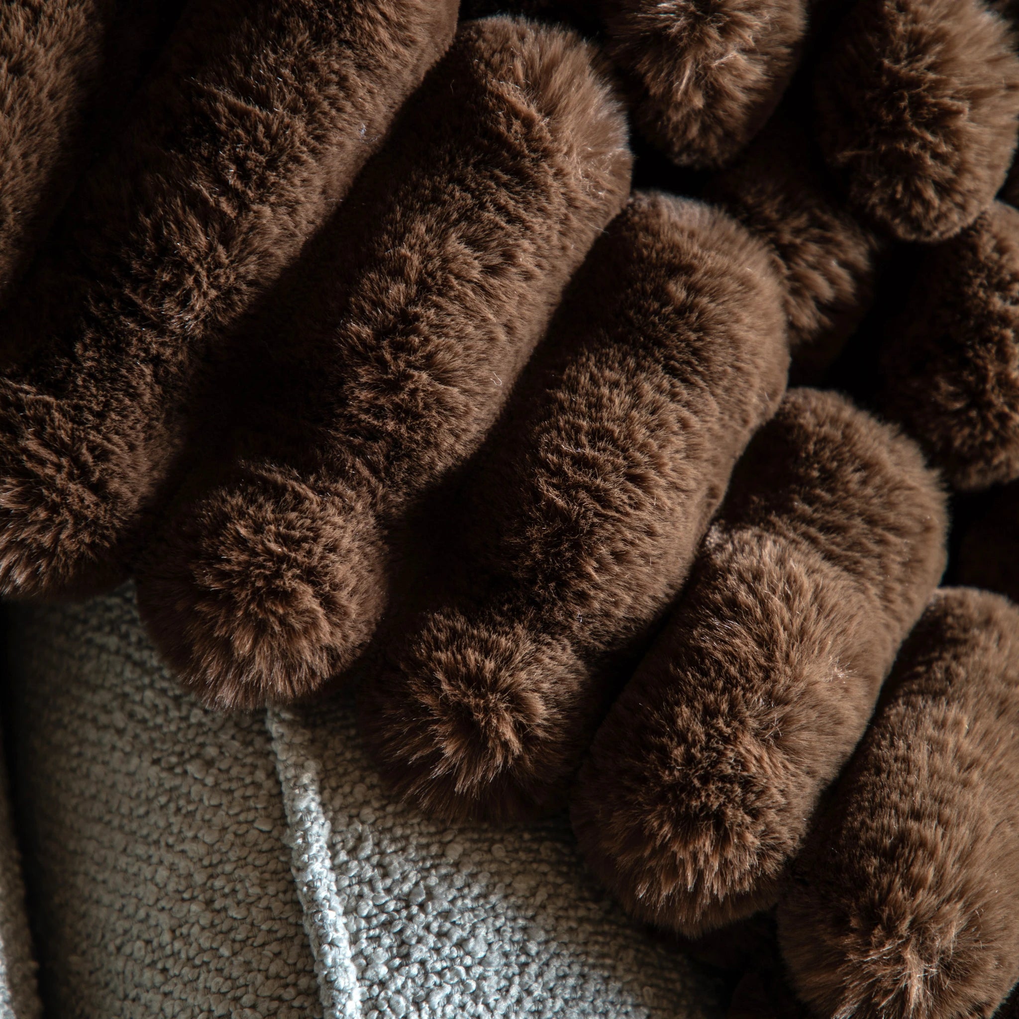 Rivelle Ribbed Faux Fur Chocolate Brown Throw