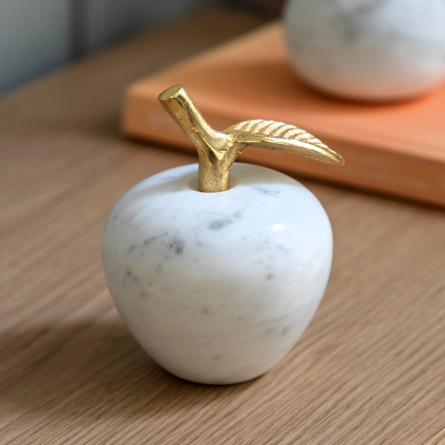 Carrina White Marble Apple Ornament