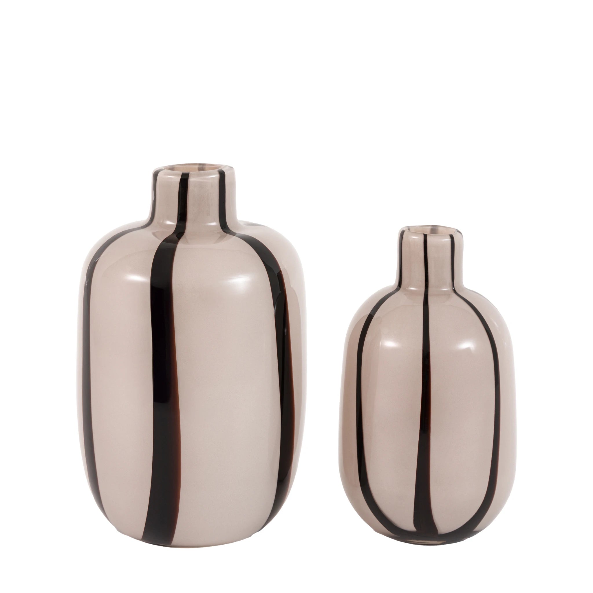 Set of 2 Ambergarden Monochrome Striped Glass Vases