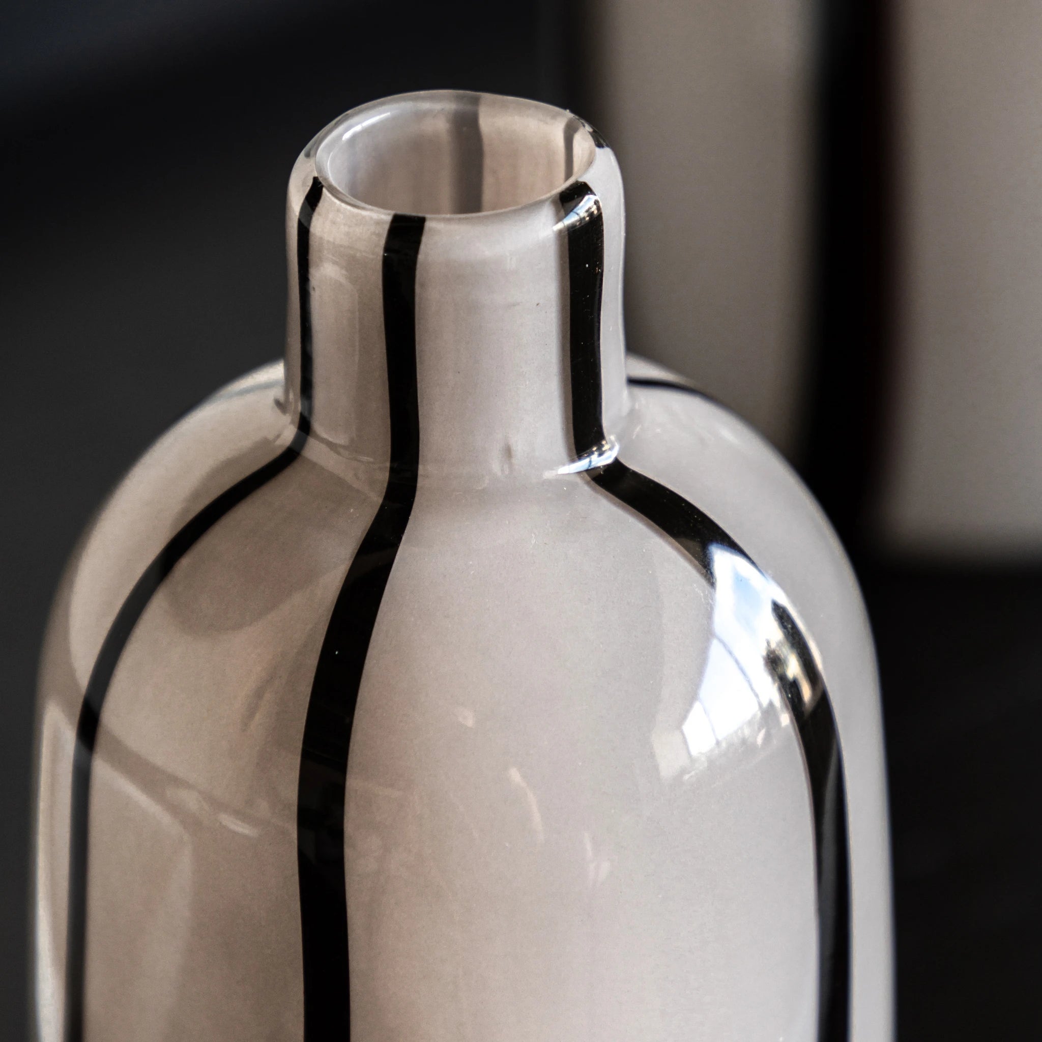 Set of 2 Ambergarden Monochrome Striped Glass Vases