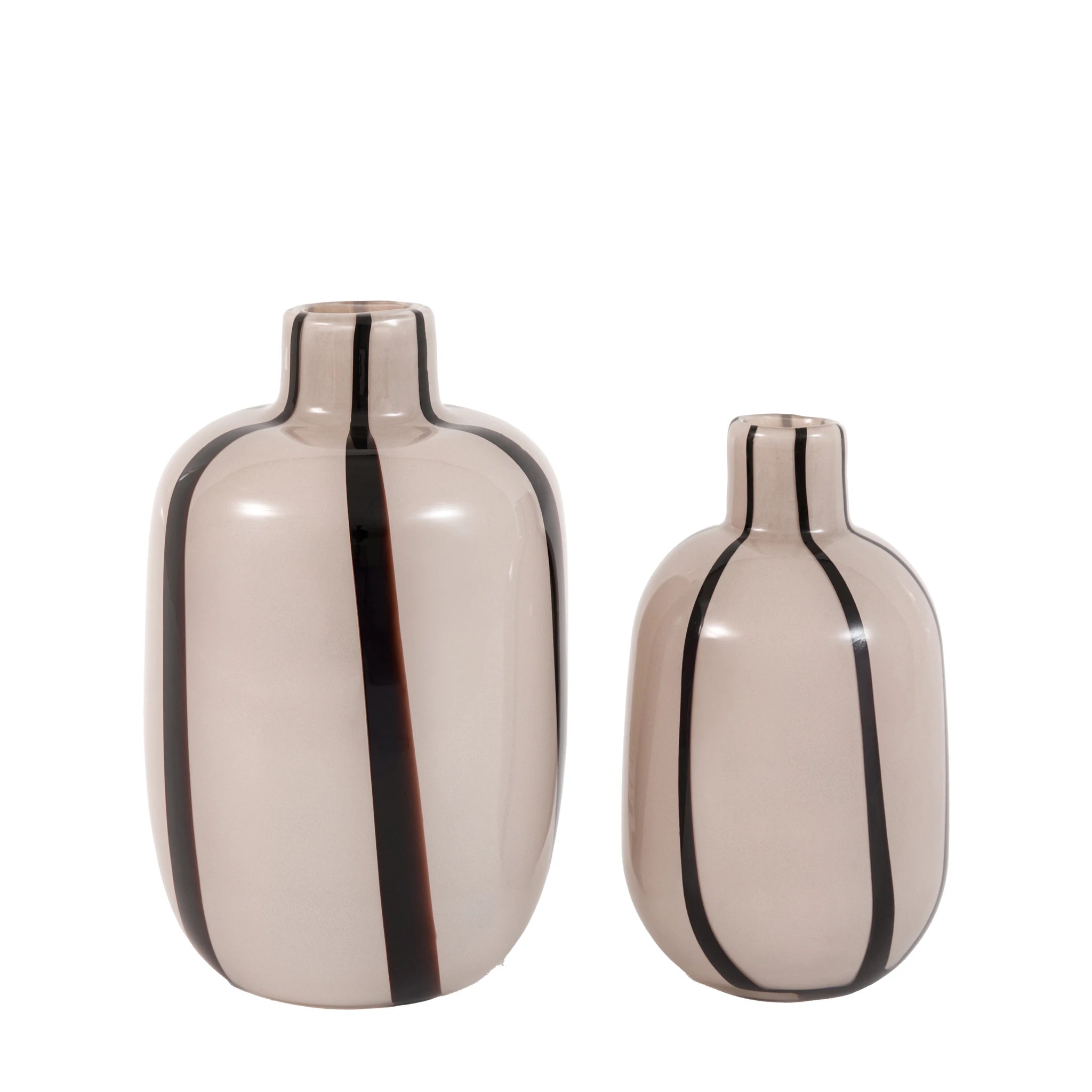 Set of 2 Ambergarden Monochrome Striped Glass Vases
