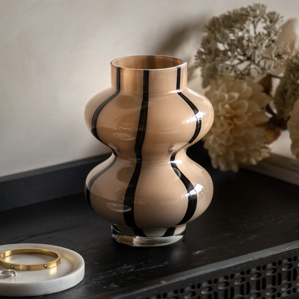 Amberview Camel & Black Swirl Glass Vase