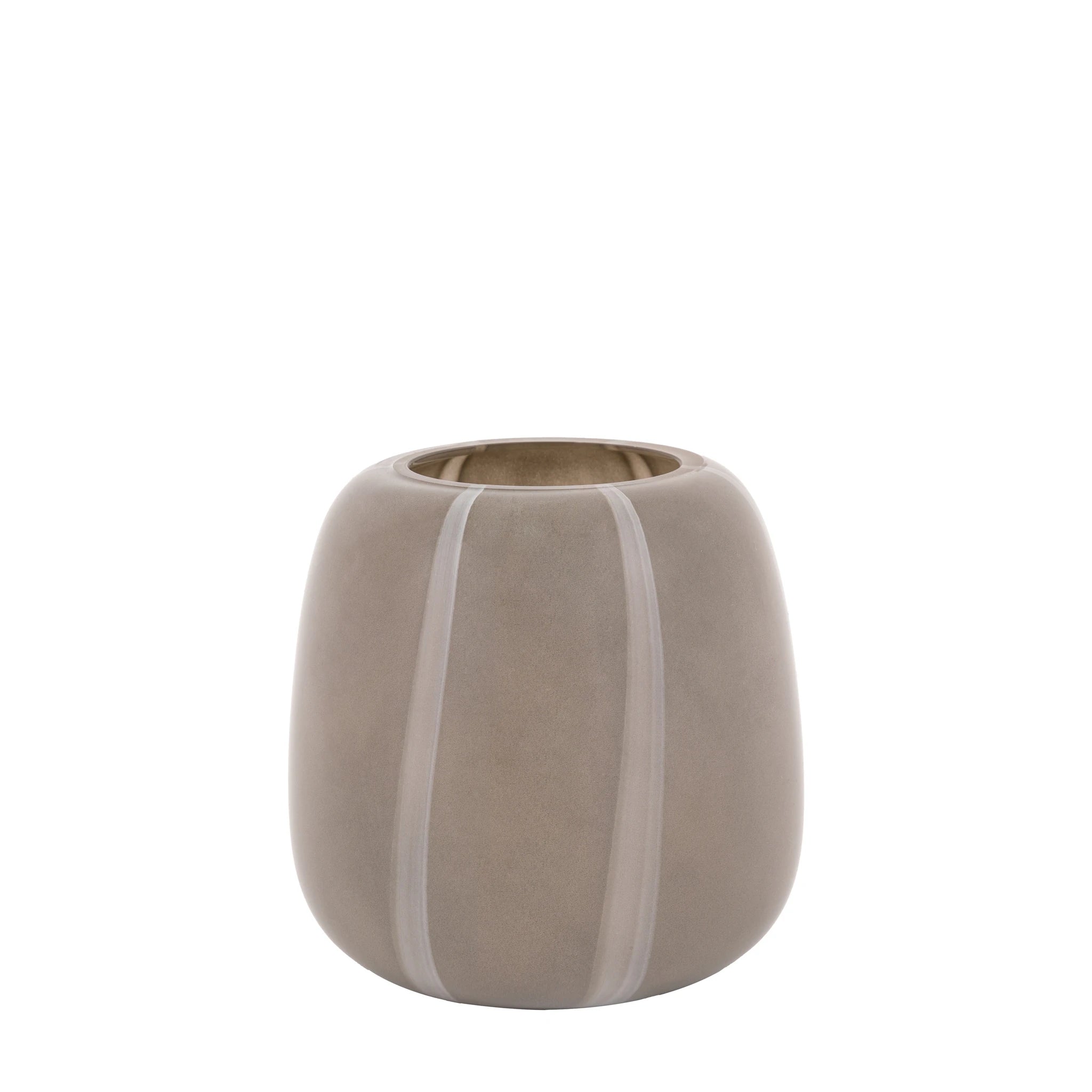 Varese Striped Glass Taupe Vase Small
