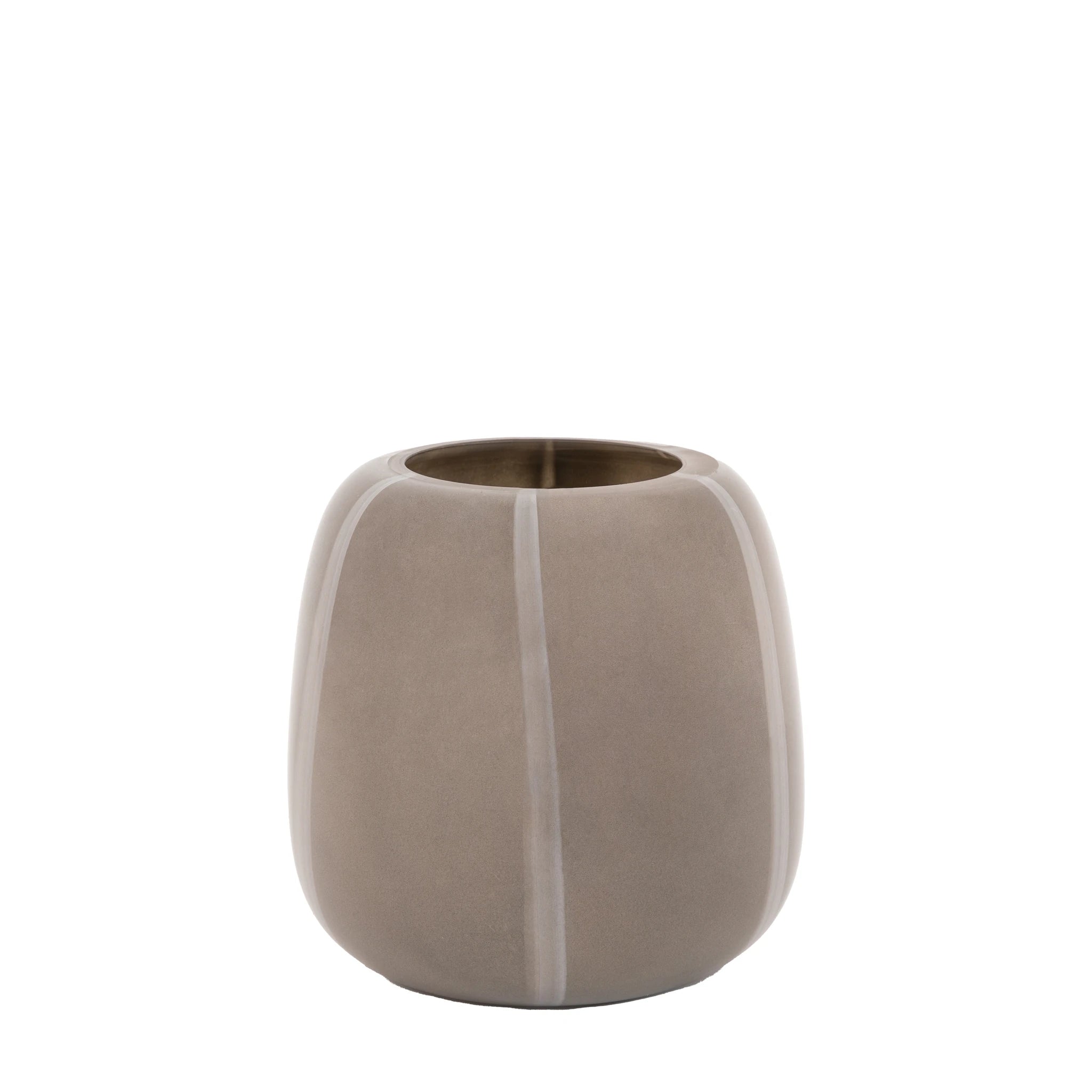 Varese Striped Glass Taupe Vase Small