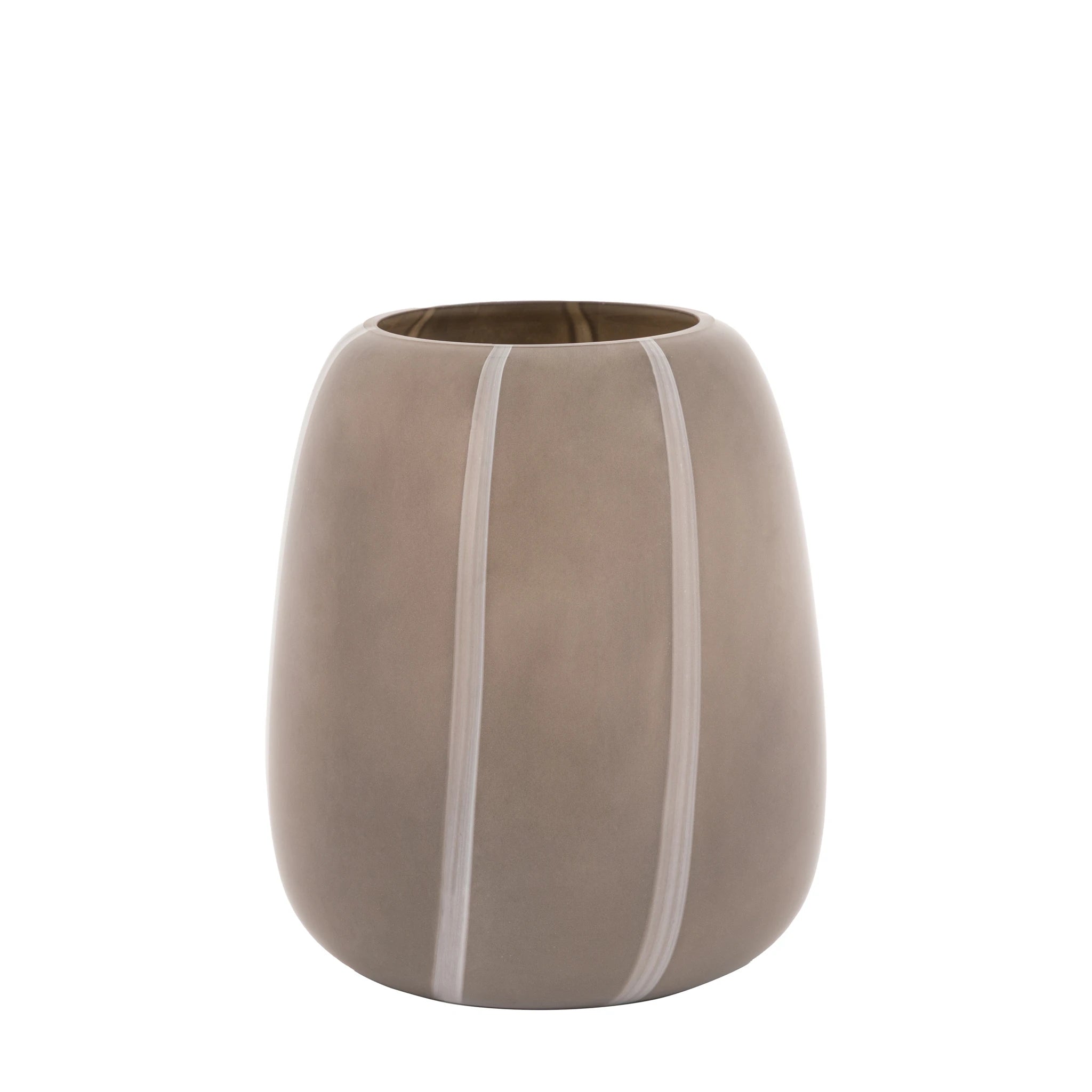 Varese Striped Glass Taupe Vase Large