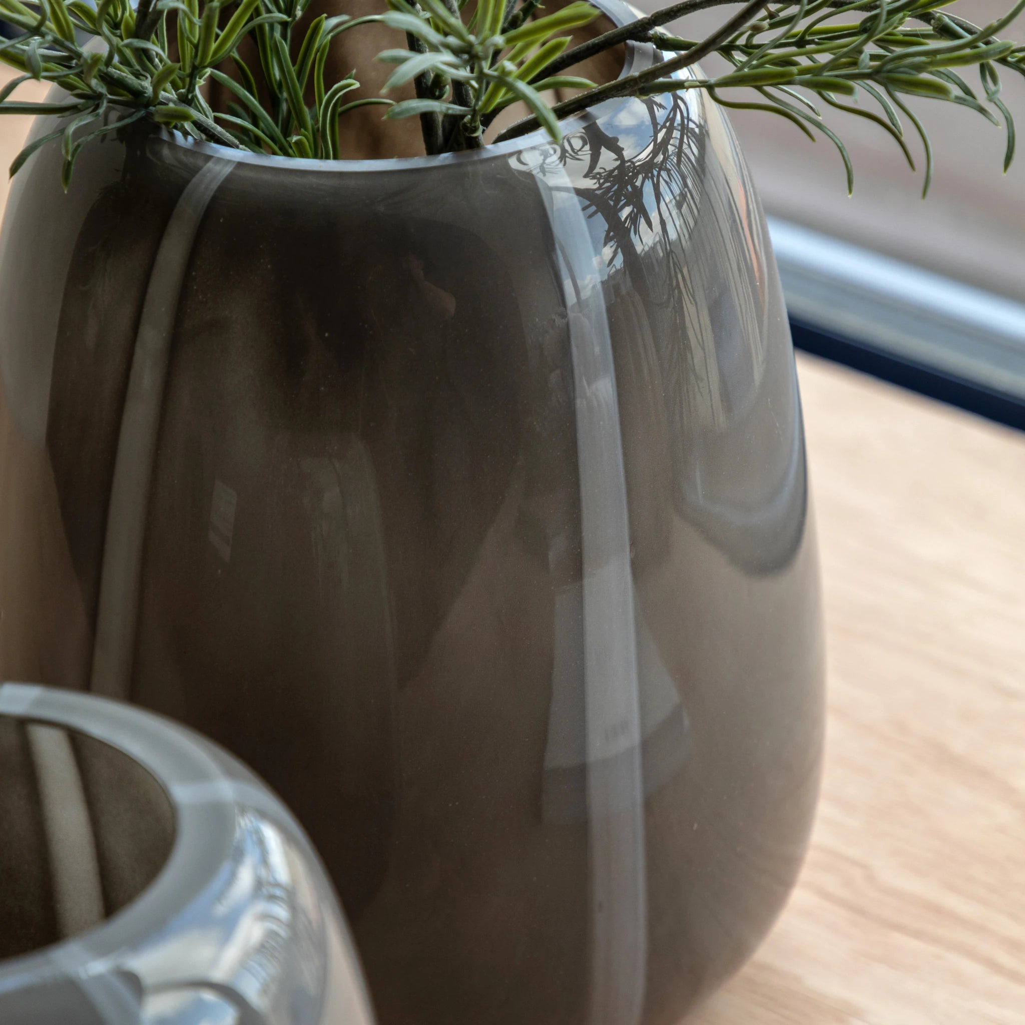 Varese Striped Glass Taupe Vase Large