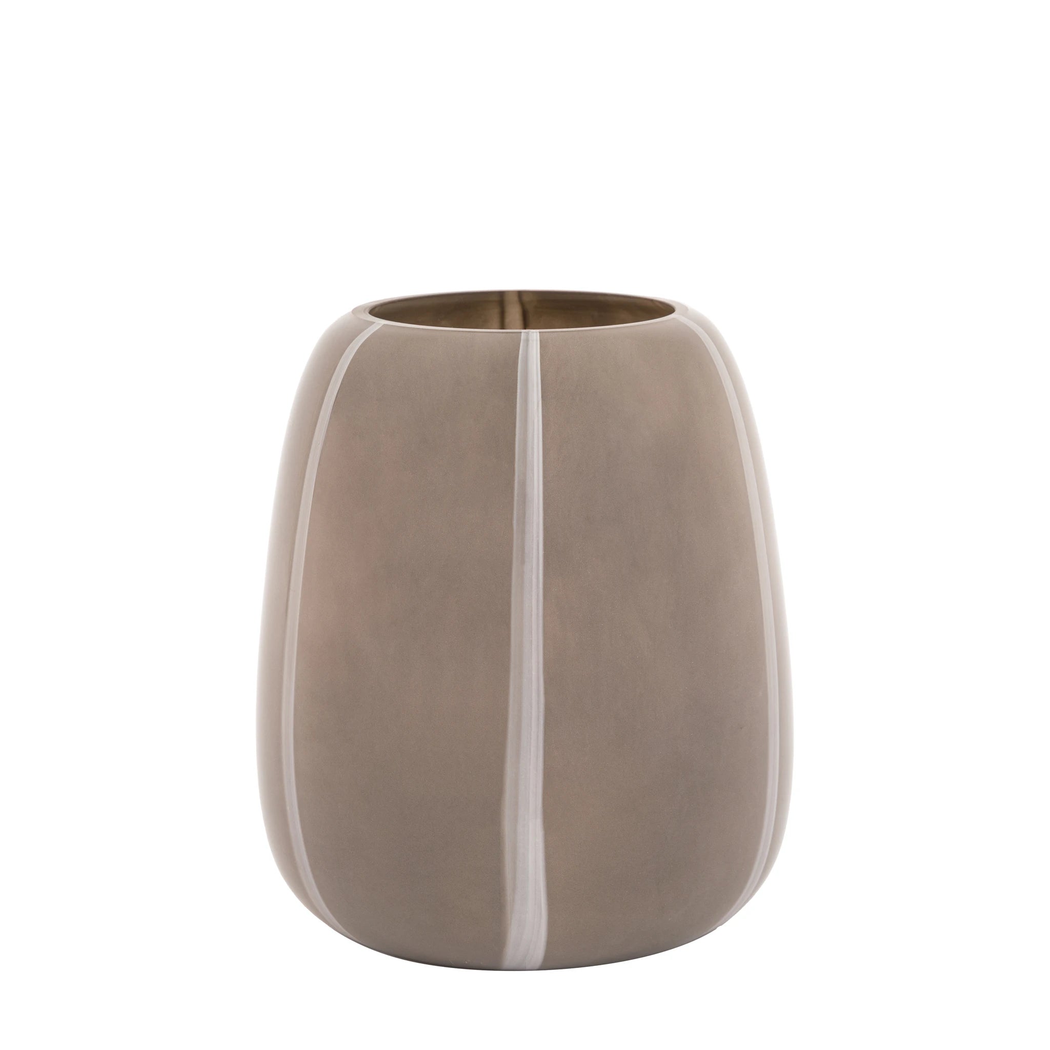 Varese Striped Glass Taupe Vase Large