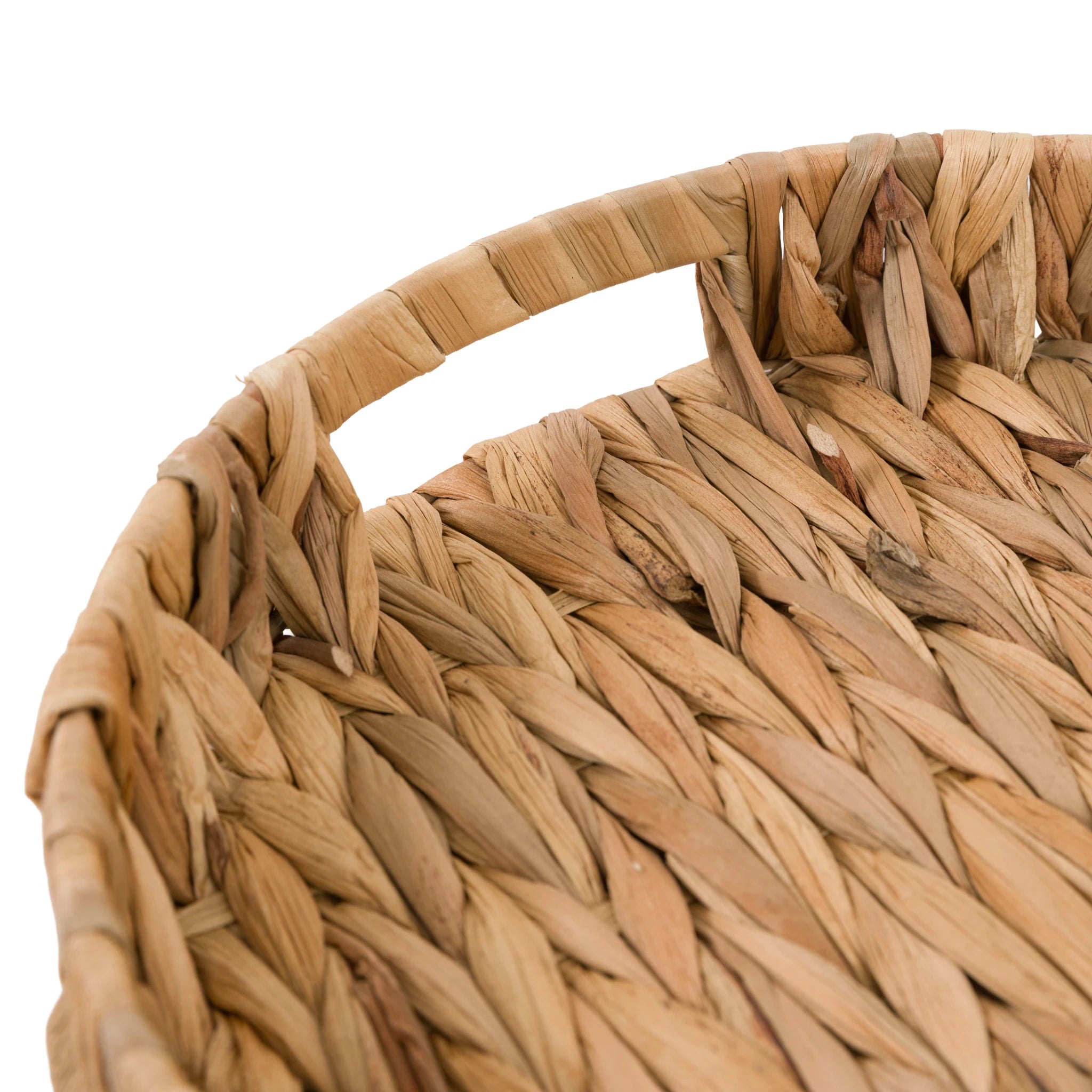 Set of 2 Ashvale Woven Round Natural Water Hyacinth Trays