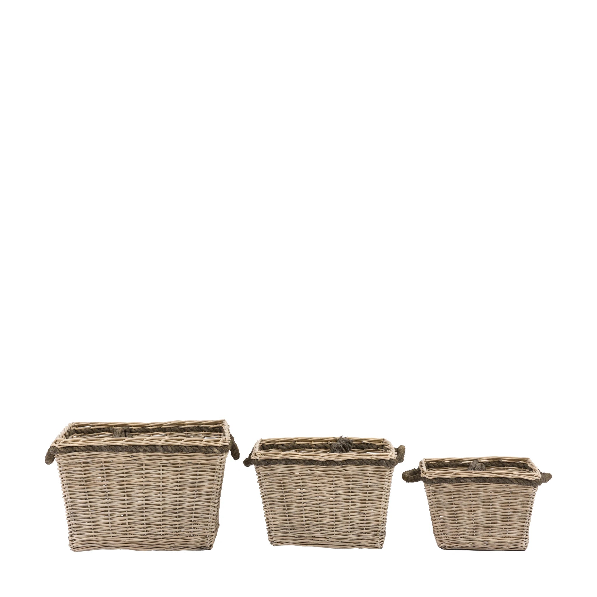 Set of 3 Alderpoint Woven Log Natural Baskets