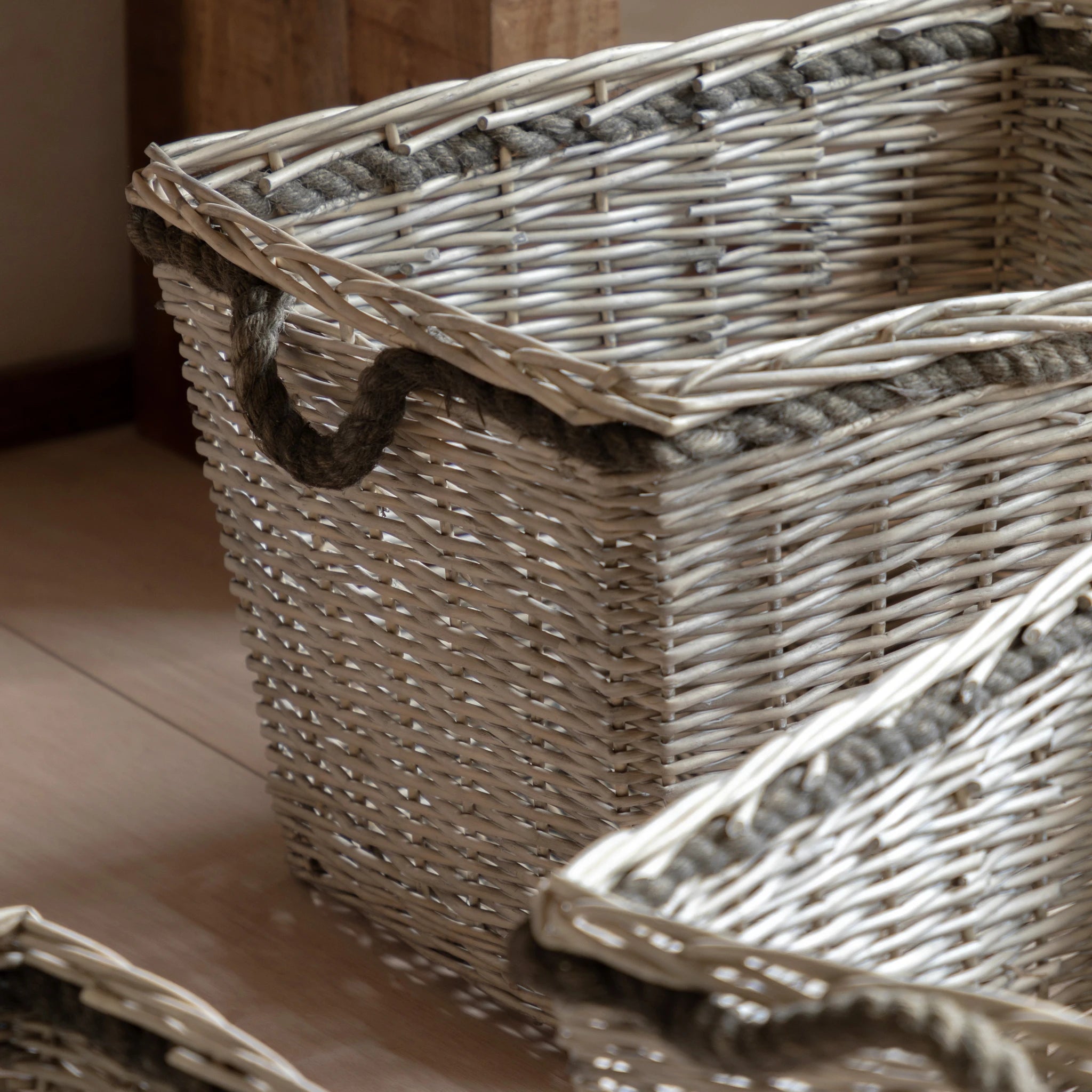 Set of 3 Alderpoint Woven Log Natural Baskets