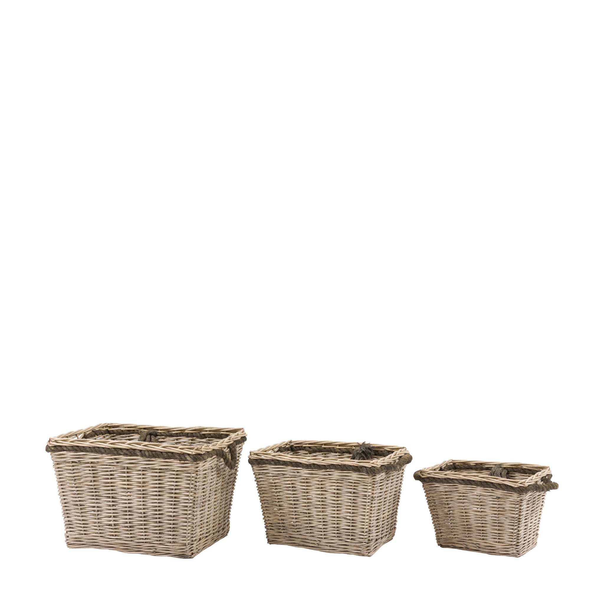 Set of 3 Alderpoint Woven Log Natural Baskets