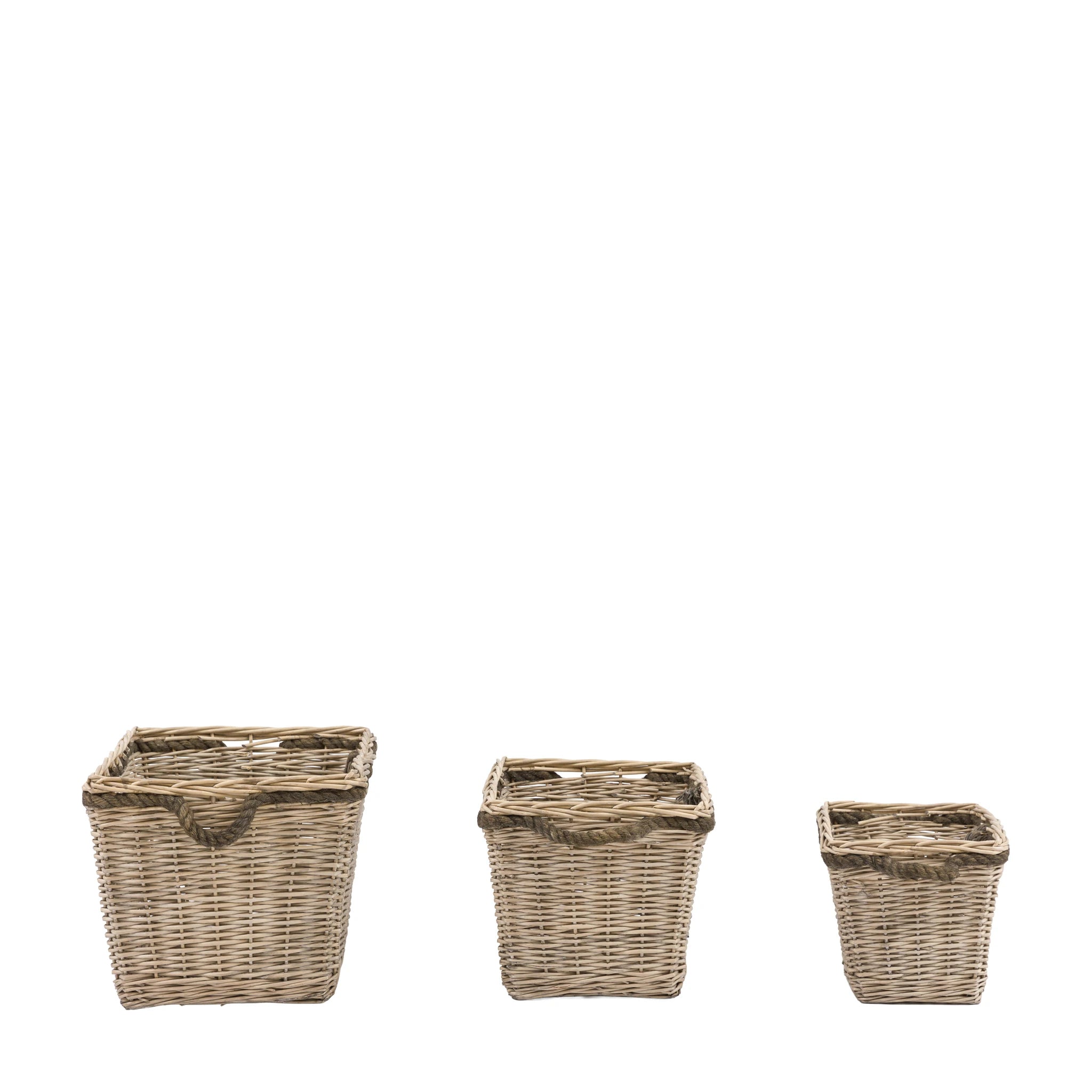 Set of 3 Alderpoint Woven Log Natural Baskets