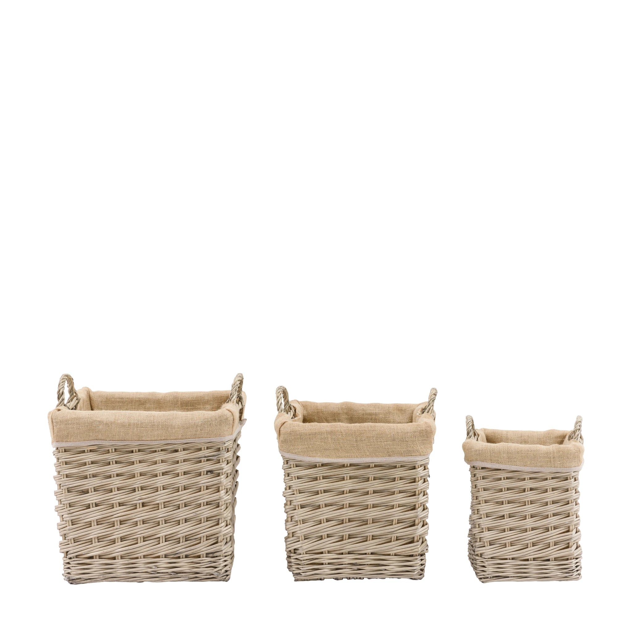 Set of 3 Amberridge Square Lined Natural Baskets