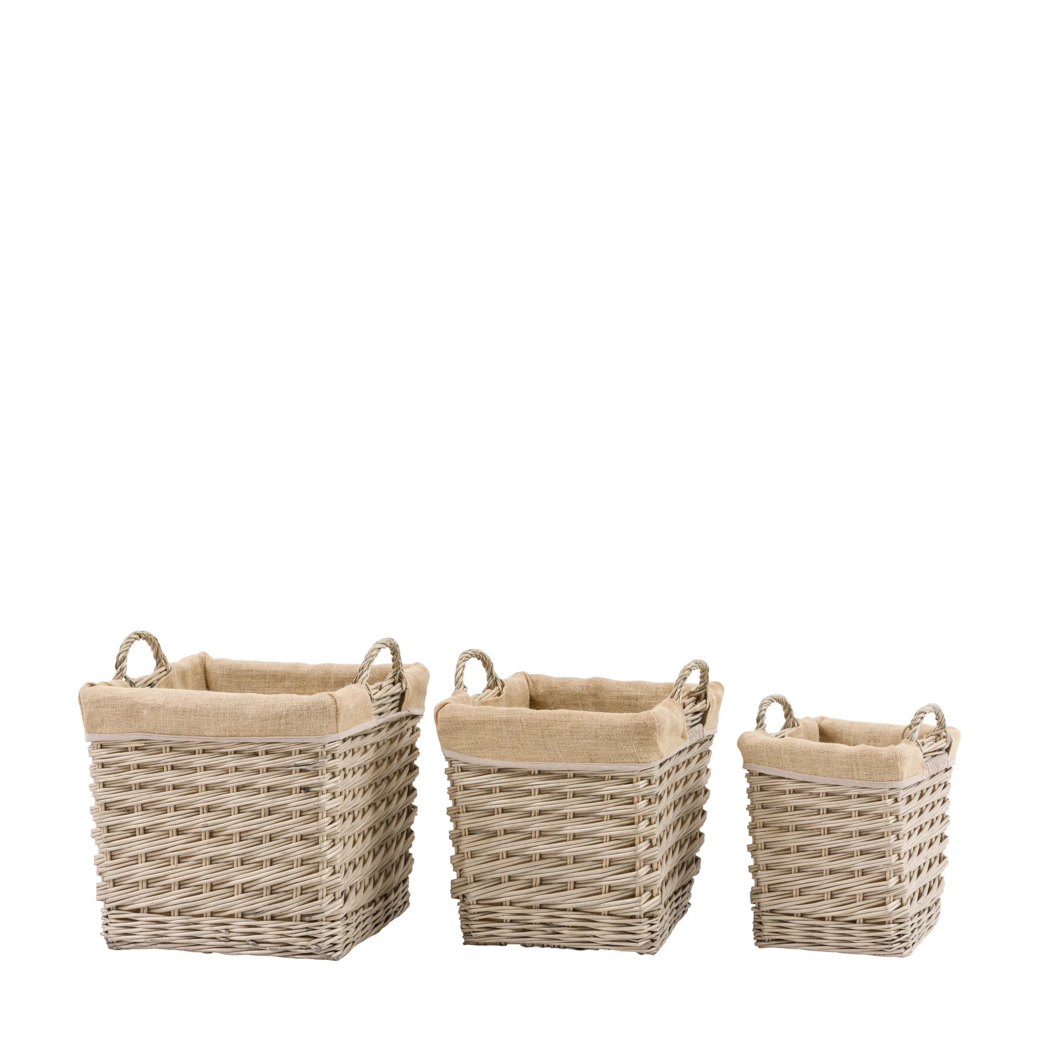 Set of 3 Amberridge Square Lined Natural Baskets