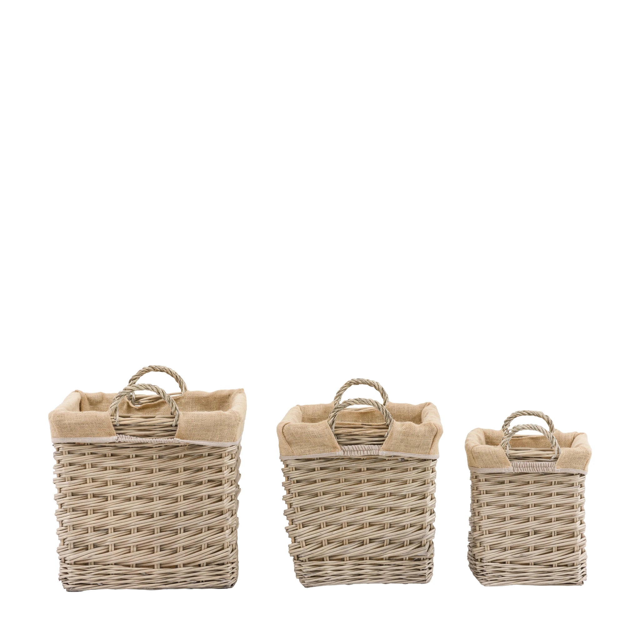 Set of 3 Amberridge Square Lined Natural Baskets