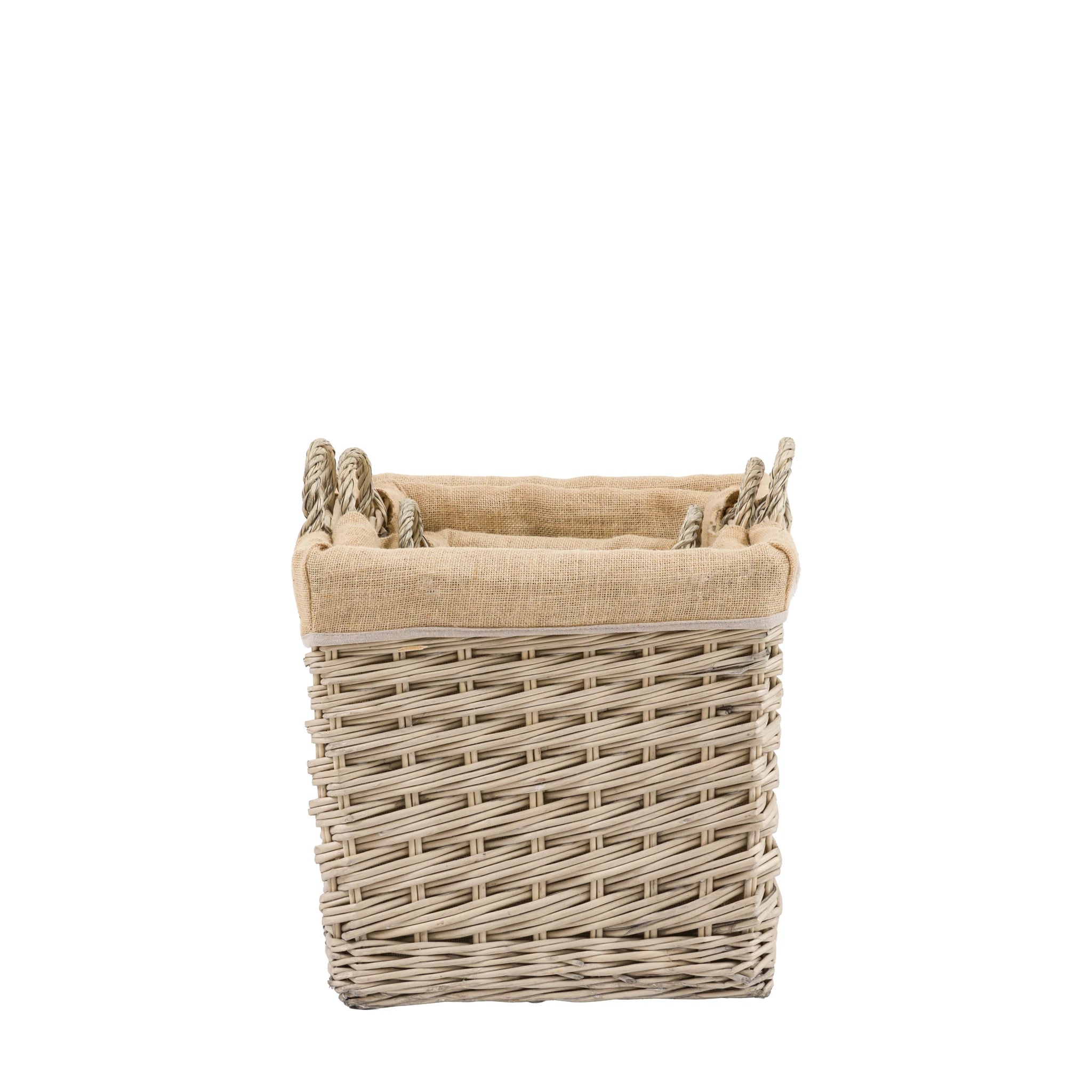 Set of 3 Amberridge Square Lined Natural Baskets