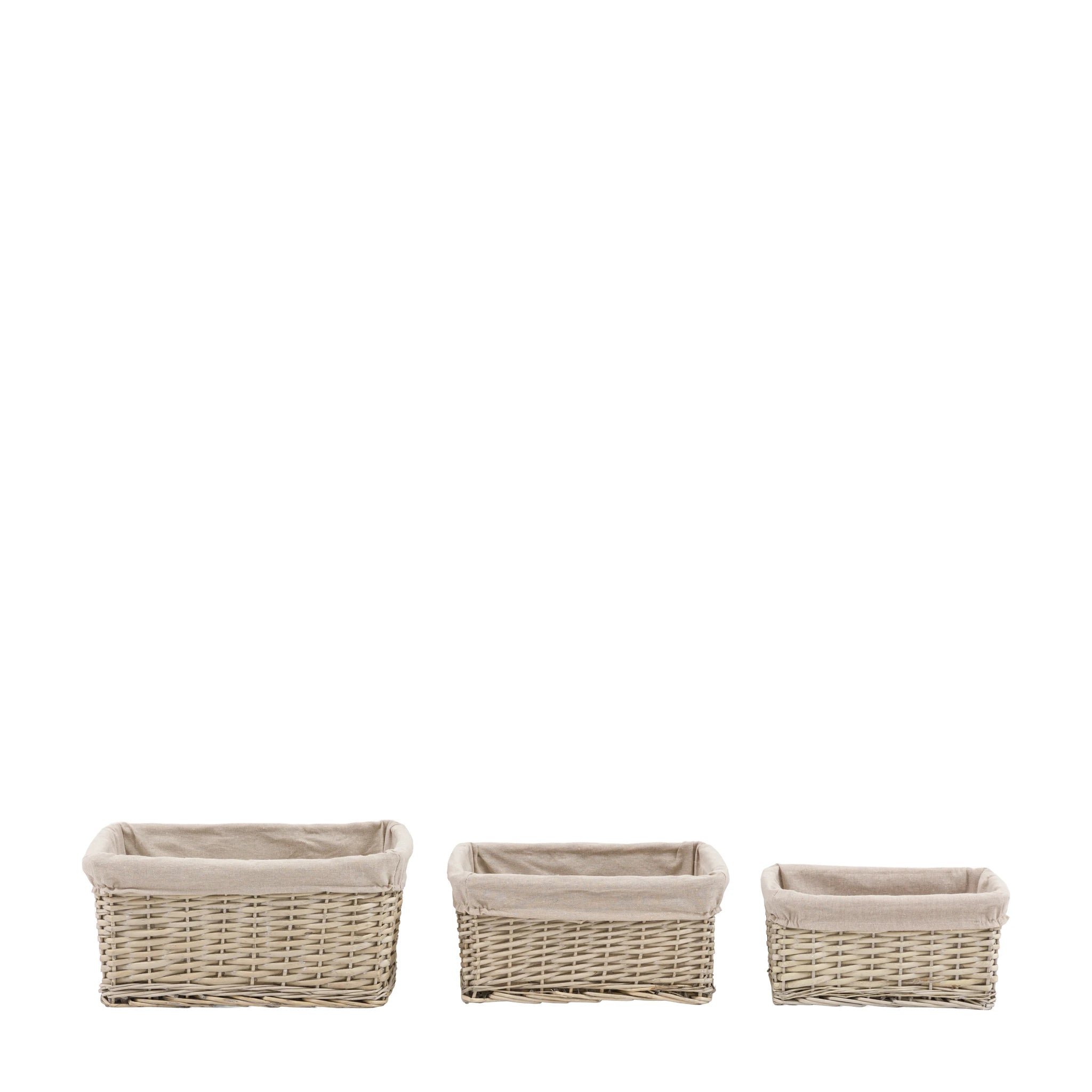 Set of 3 Amberharbour Square Lined Grey Baskets