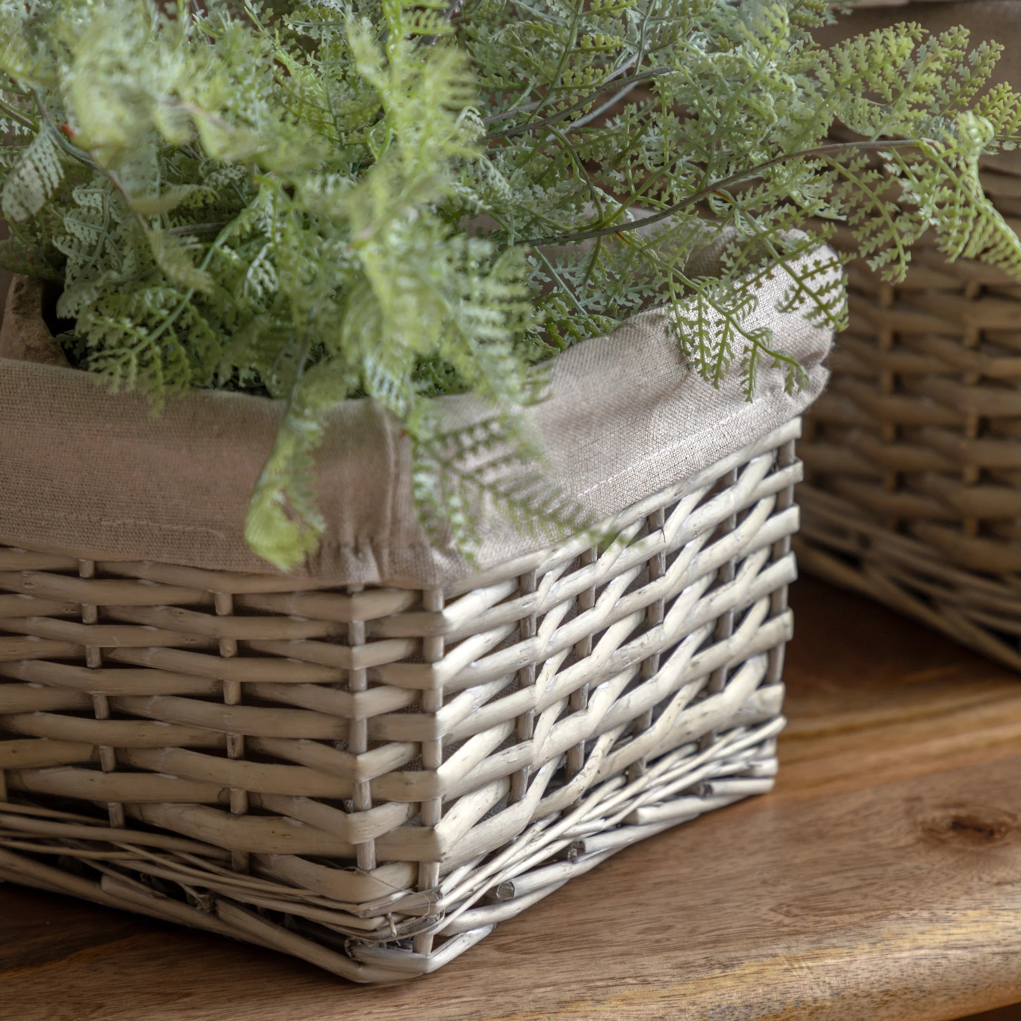 Set of 3 Amberharbour Square Lined Grey Baskets