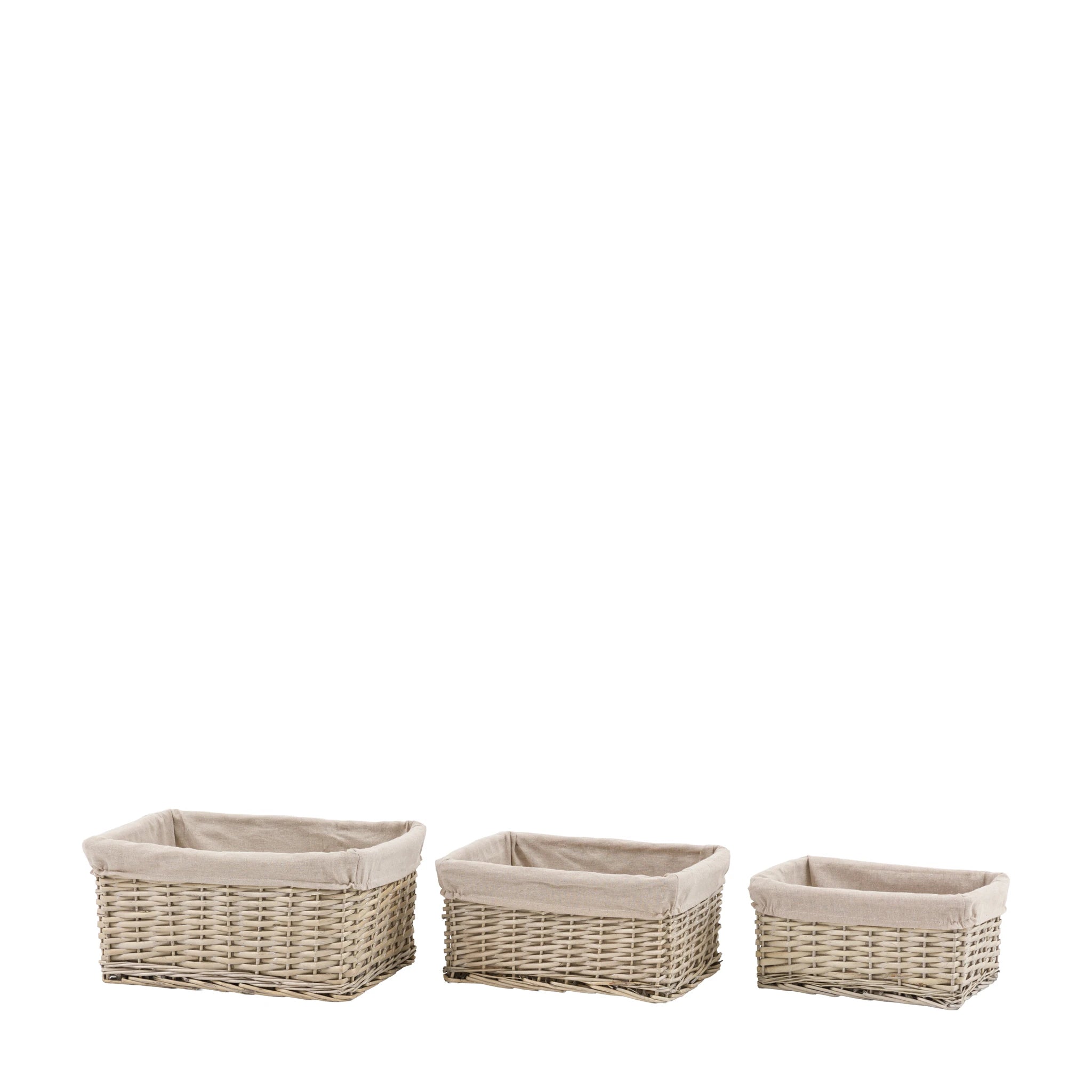 Set of 3 Amberharbour Square Lined Grey Baskets