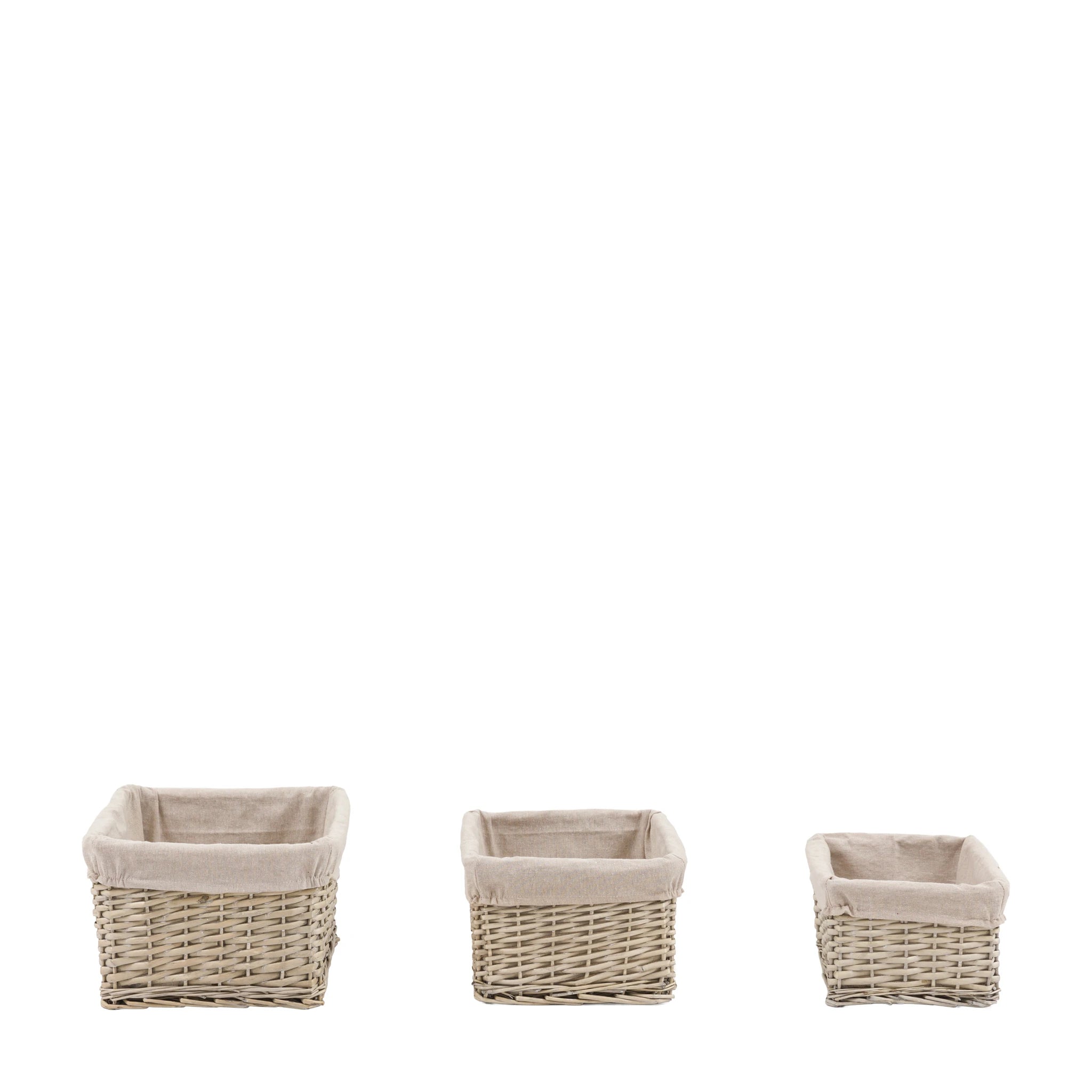 Set of 3 Amberharbour Square Lined Grey Baskets